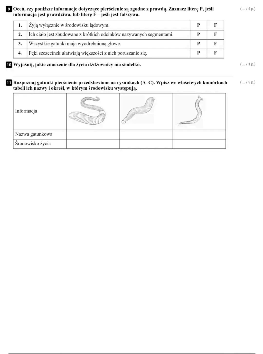 Grupa A Klasa
Imię
1 Podpisz elementy meduzy oznaczone na rysunku literami
A-C.
A-
B
C-
2 Podaj dwa przykłady znaczenia parzydełkowców w p