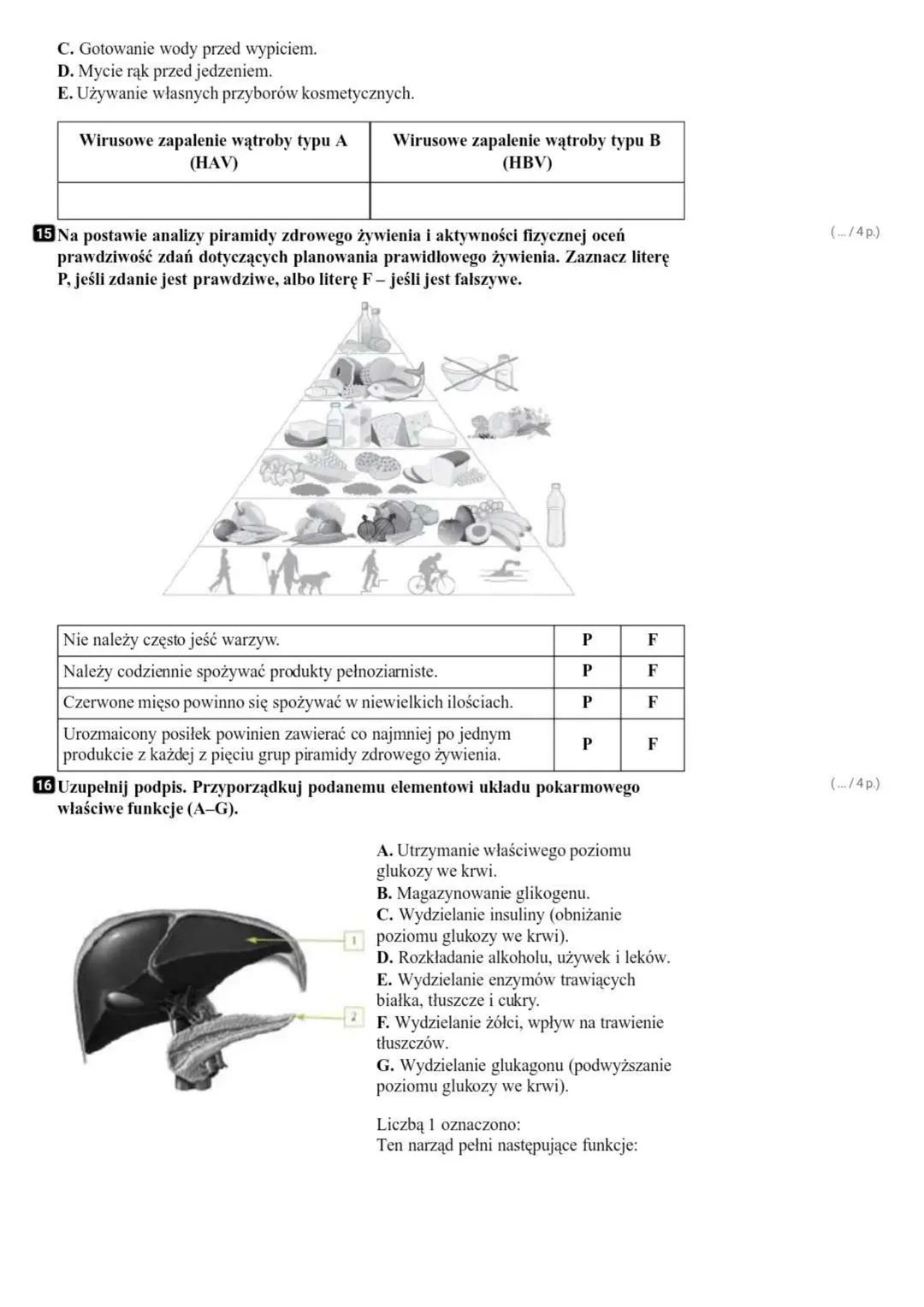 Grupa A Klasa
Imię i nazwisko.......
# Układ pokarmowy 7-sprawdzian
1 Podaj nazwy związków organicznych, których dotyczą poniższe opisy.
A
