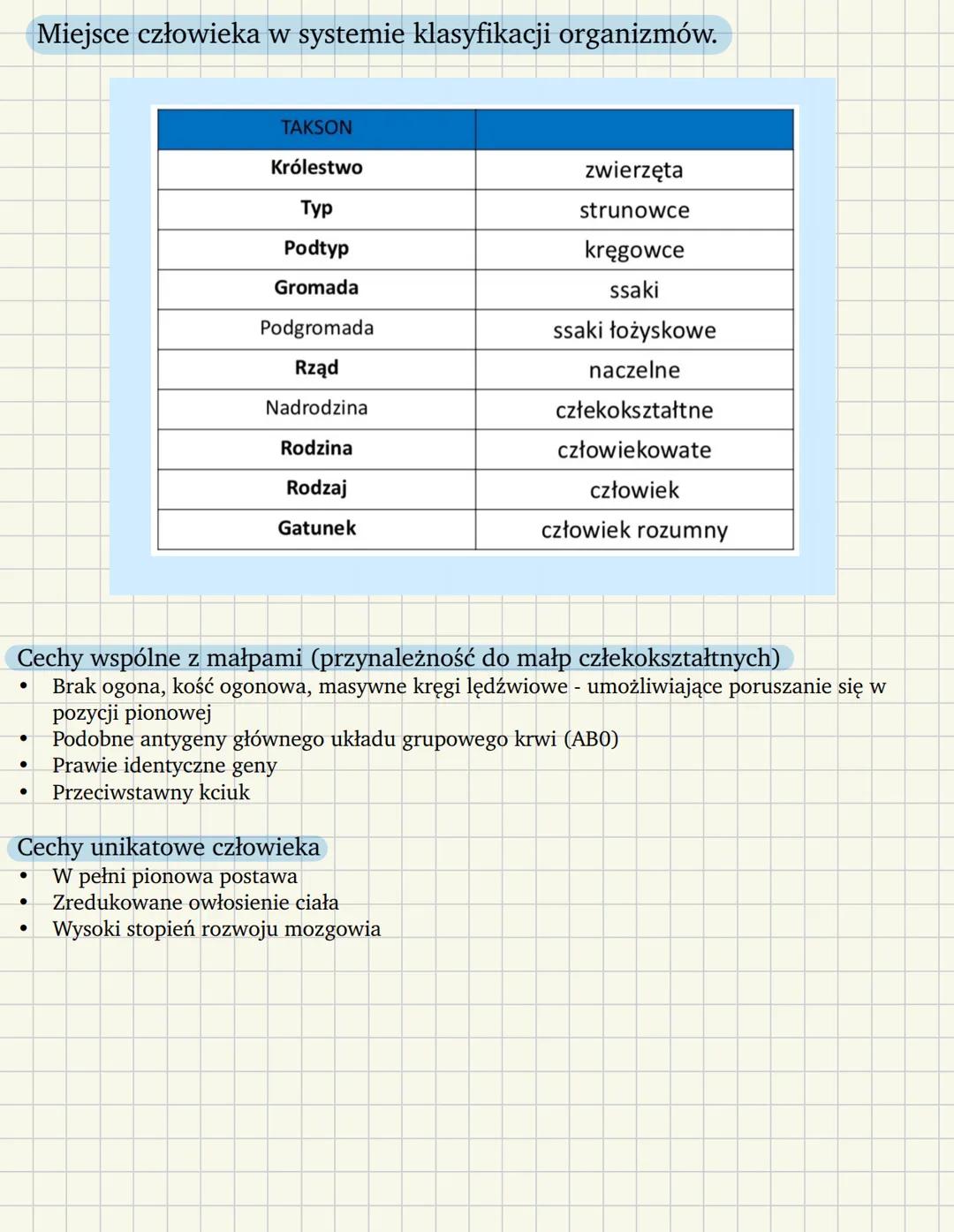Miejsce człowieka w systemie klasyfikacji organizmów
