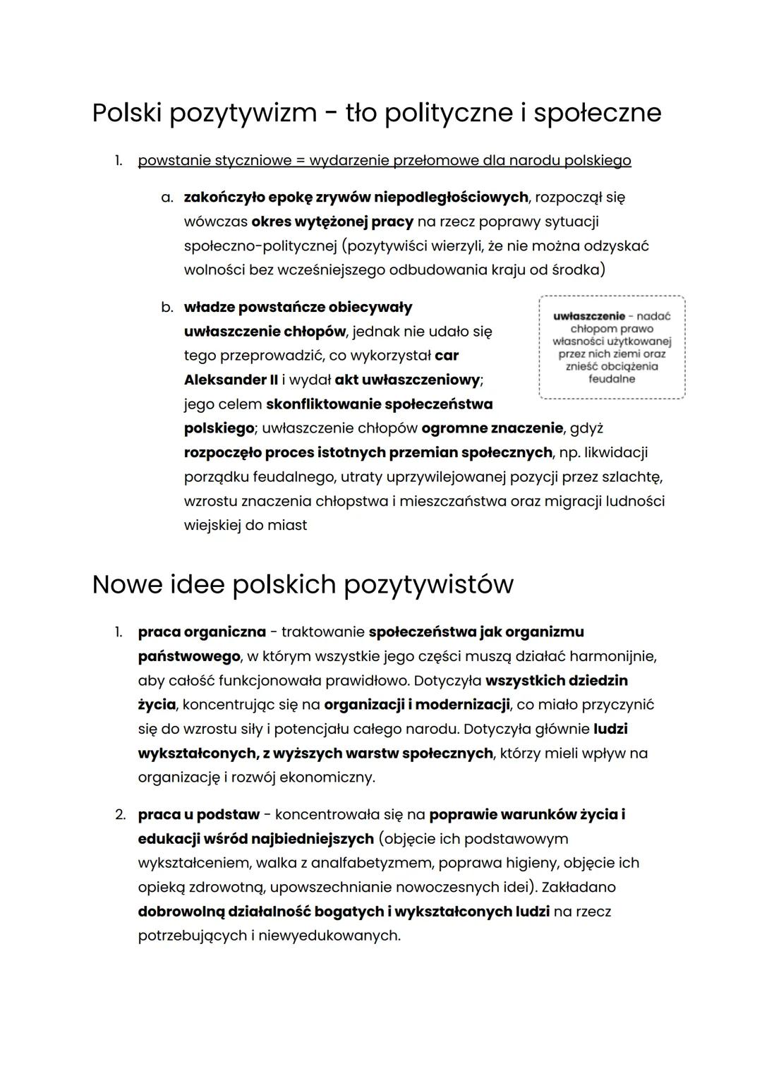 # Pozytywizm
"Przekuć miecze na lemiesze" - przestać walczyć, zacząć pracować (patriotyzm
walki patriotyzm pracy)
centrum rozwoju pozytywi