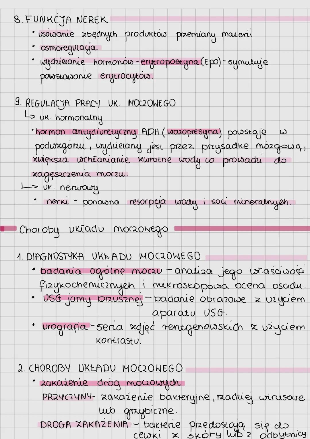 Budowa i funkcje ukiacu moczowego
1. FUNKCJE UKŁADU MOCZOWEGO
wydalanie - usuwanie zbędnych i szkodliwych produktów.
przemiany materii
osmor