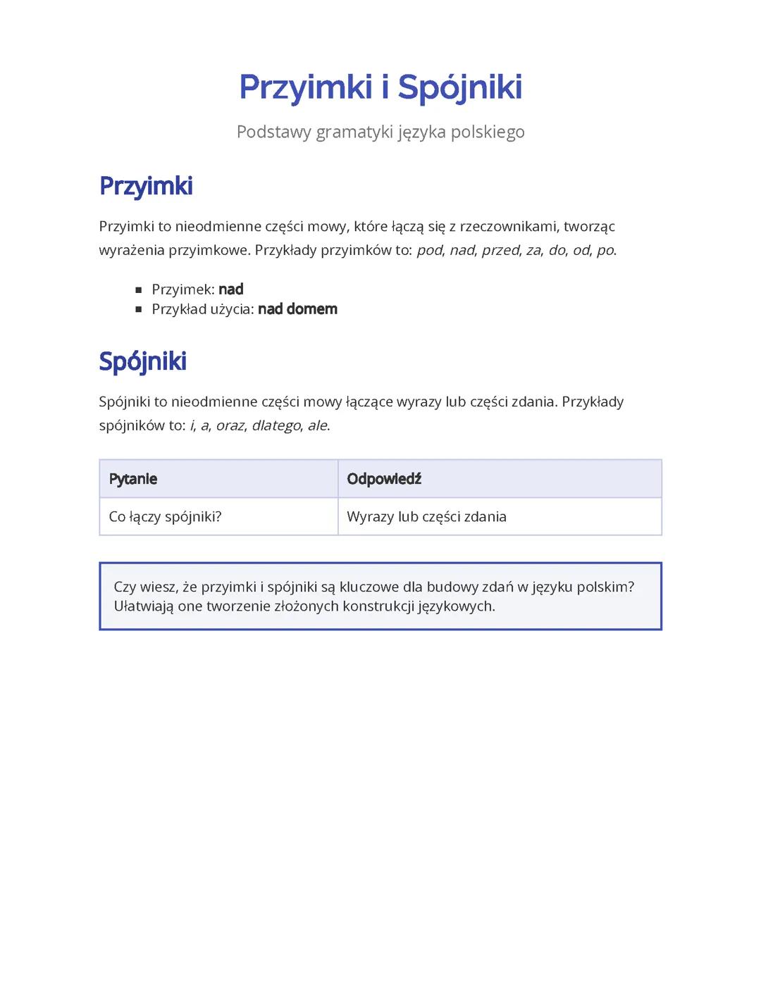 Przyimki i Spójniki
