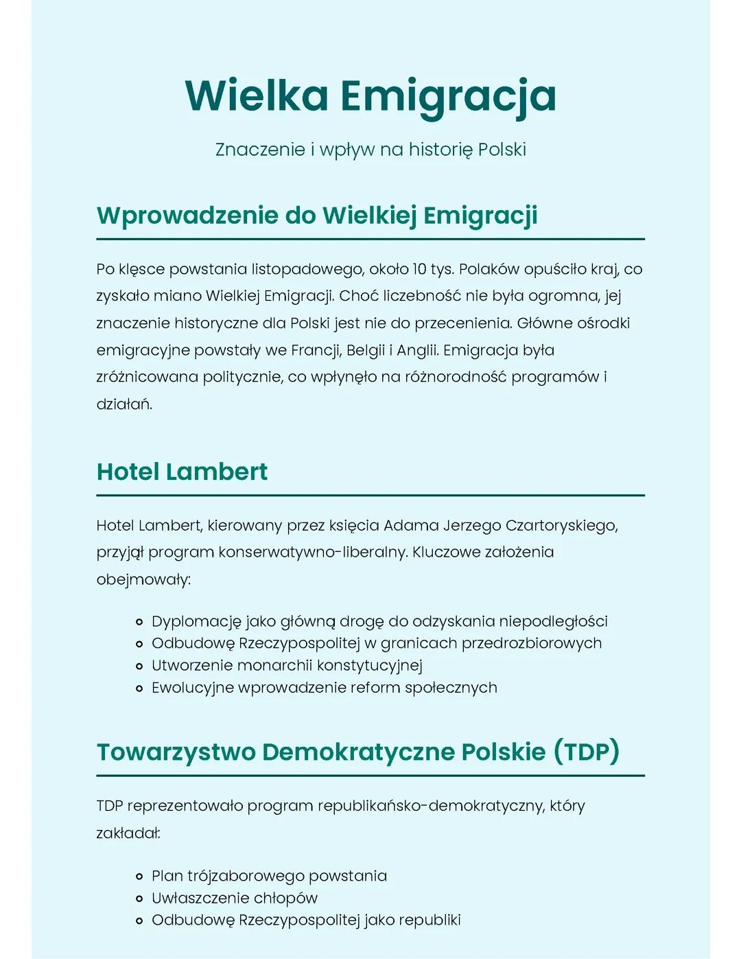 Wielka Emigracja: Kluczowe Fakty i Znaczenie