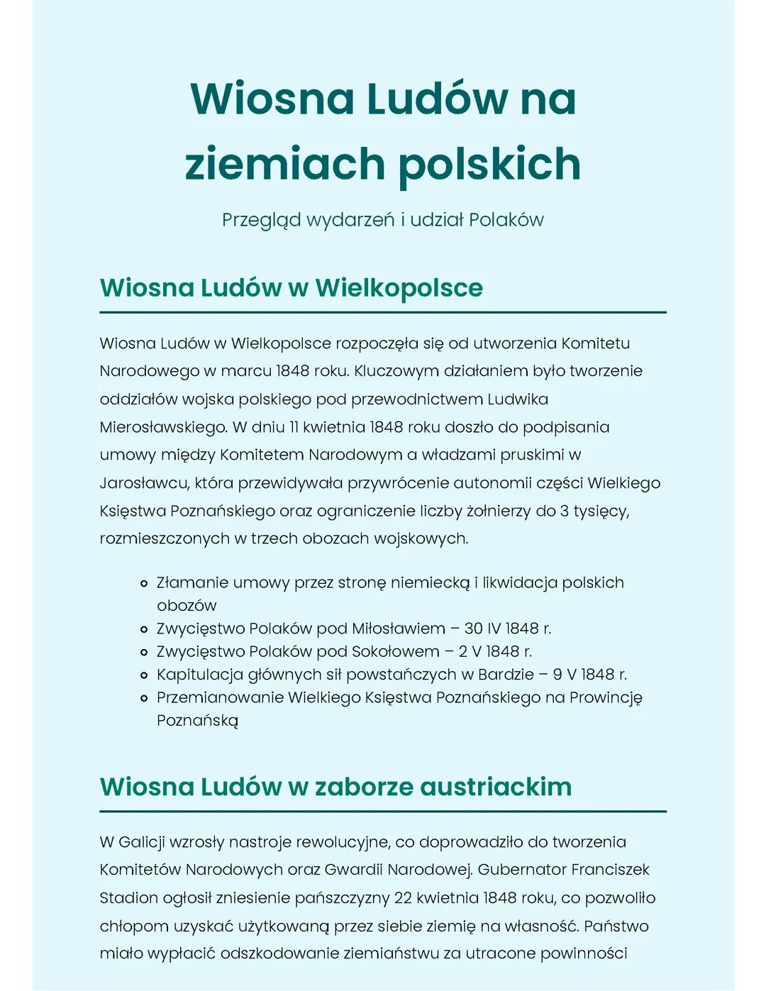 Wiosna Ludów na ziemiach polskich