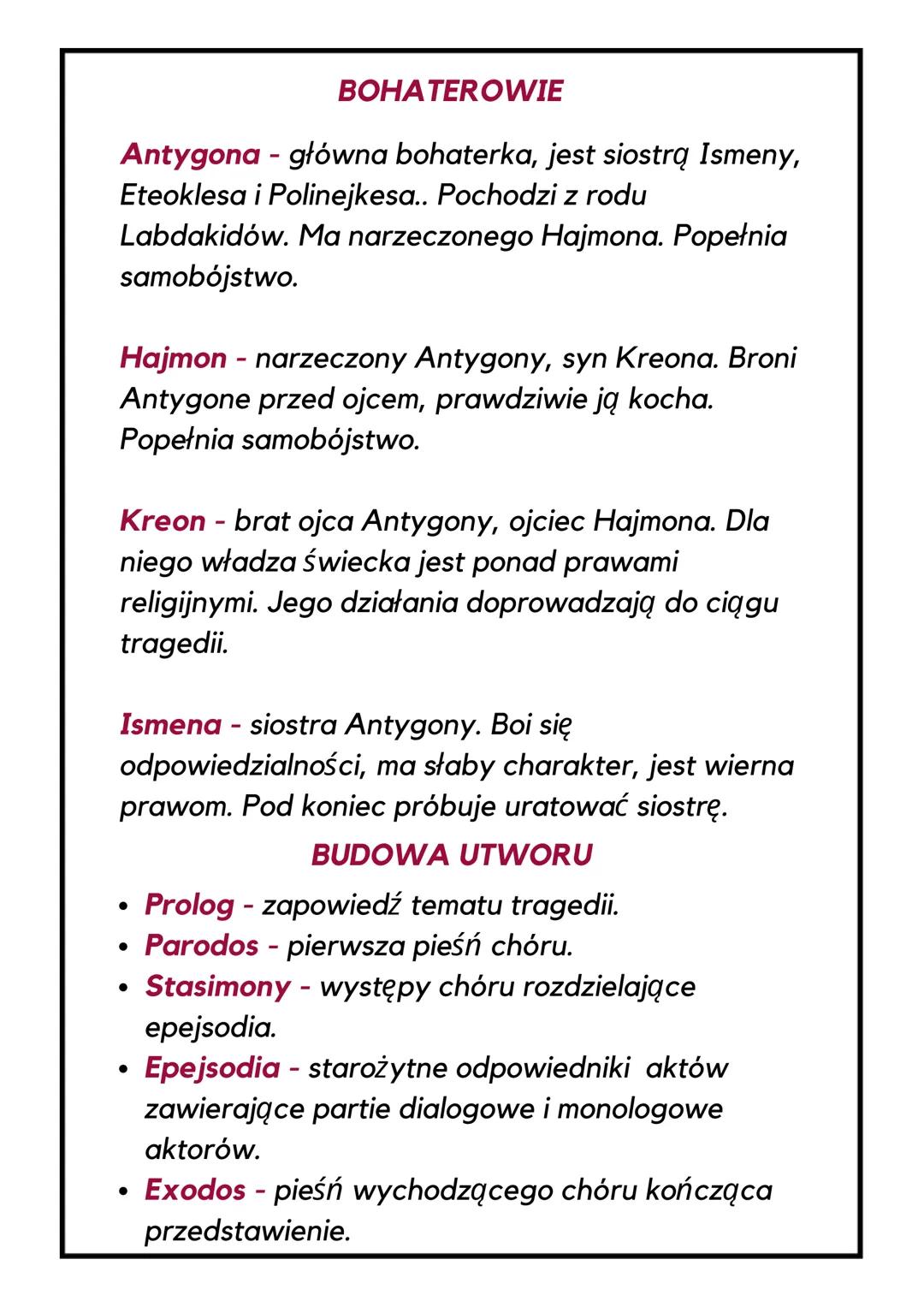 # Antygona
SOFOKLES
Rodzaj literacki: dramat
Gatunek literacki : tragedia
Czas: akcja rozgrywa się jeden dzień
Miejsce: Teby w starożytn