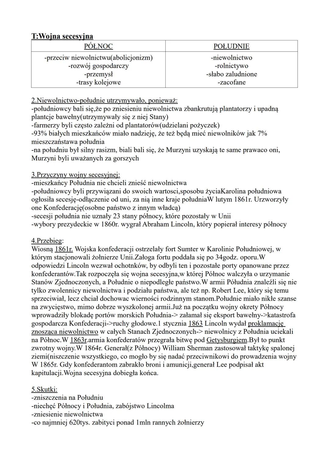 T:Wojna secesyjna
| PÓŁNOC | POŁUDNIE |
| ------------------------------------- | -----------------
