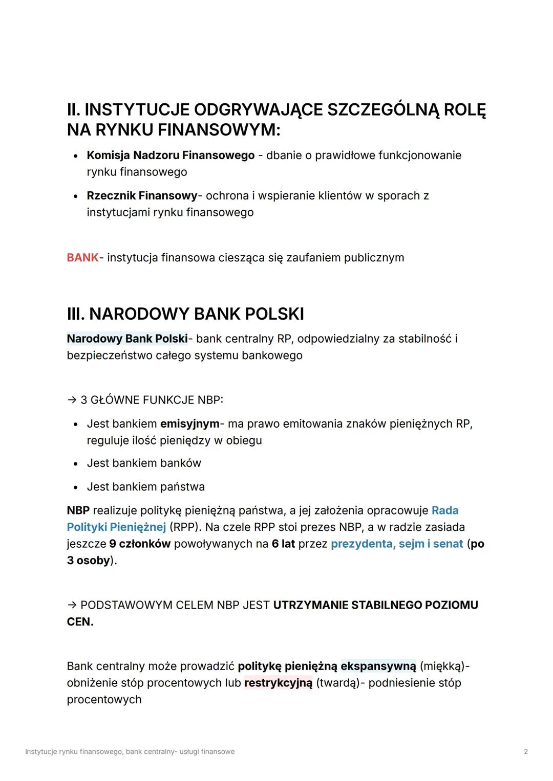 Instytucje rynku finansowego,
bank centralny- usługi
finansowe
? PYTANIA
→ POZABANKOWE
RYNEK FINANSOWY- rynek, na którym przeprowadzone są t