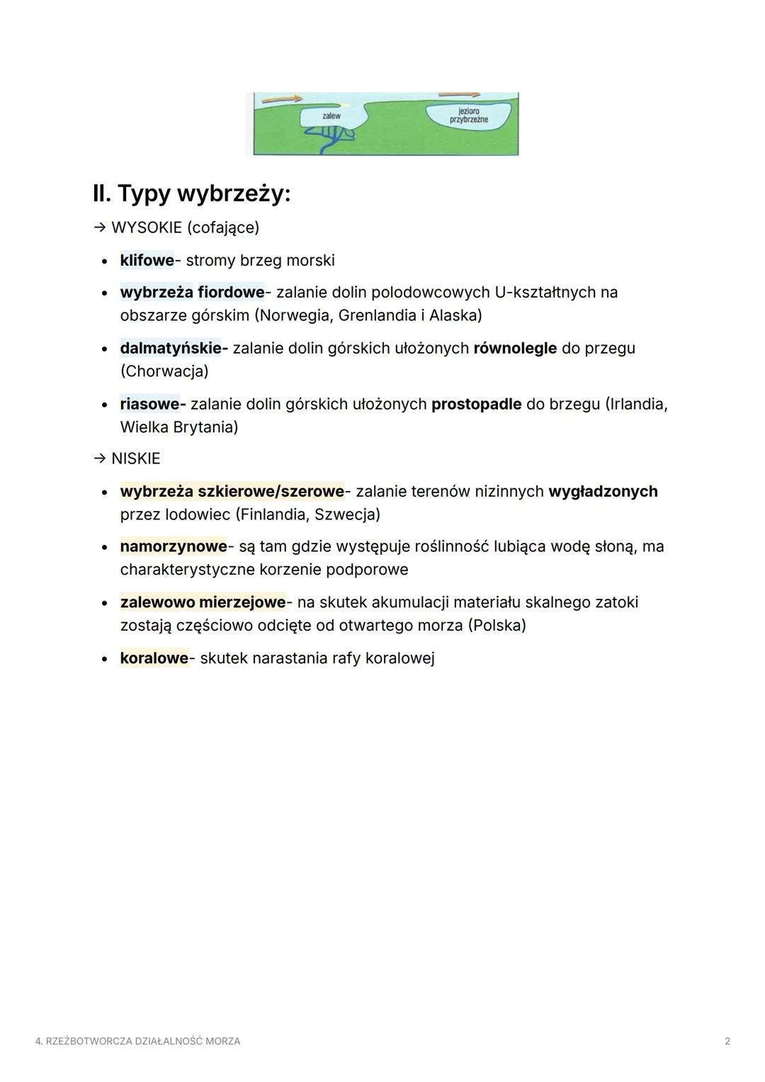 4. RZEŹBOTWORCZA
DZIAŁALNOŚĆ MORZA
I. Działalności morza:
NISZCZĄCA (ABRAZJA)
BUDUJĄCA (AKUMULACJA)
TRANSPORTUJĄCA
→ABRAZJA- (wysokie wybr