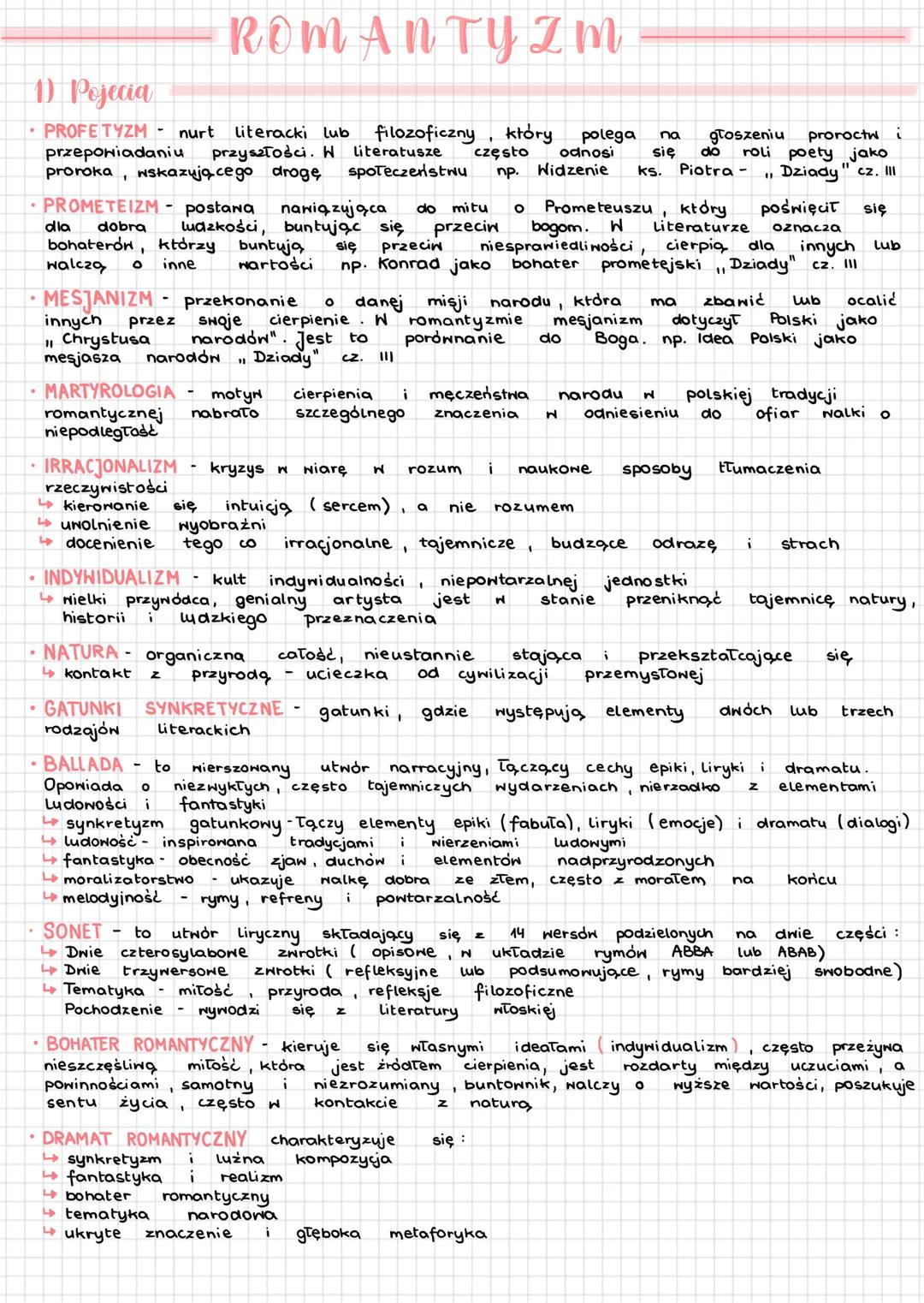1) Pojecia
ROMANTY z m
się
głoszeniu proroctw i
do roli poety jako
Piotra - "
Dziady" cz. Il
⚫ PROFETYZM - nurt literacki lub filozoficzny,