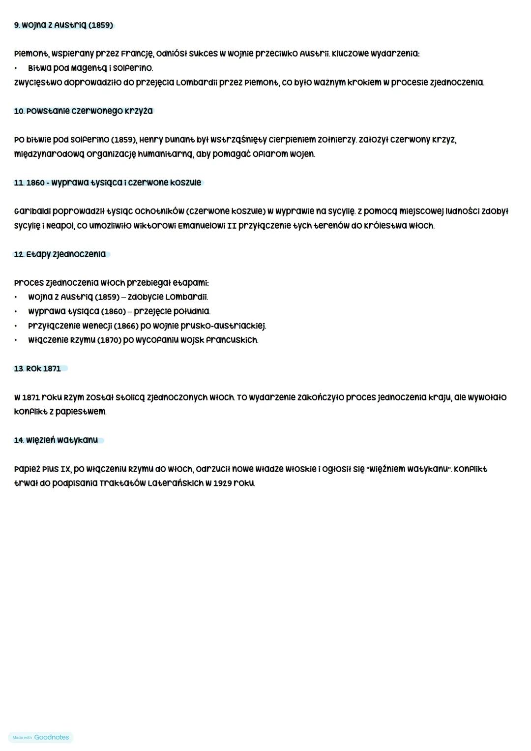 # Zjednoczenie Wloch
1. Podział włoch
PO WIOśnie Ludów włochy były podzielone na rózne państwa:
- Królestwo obojga sycylii na południu, r