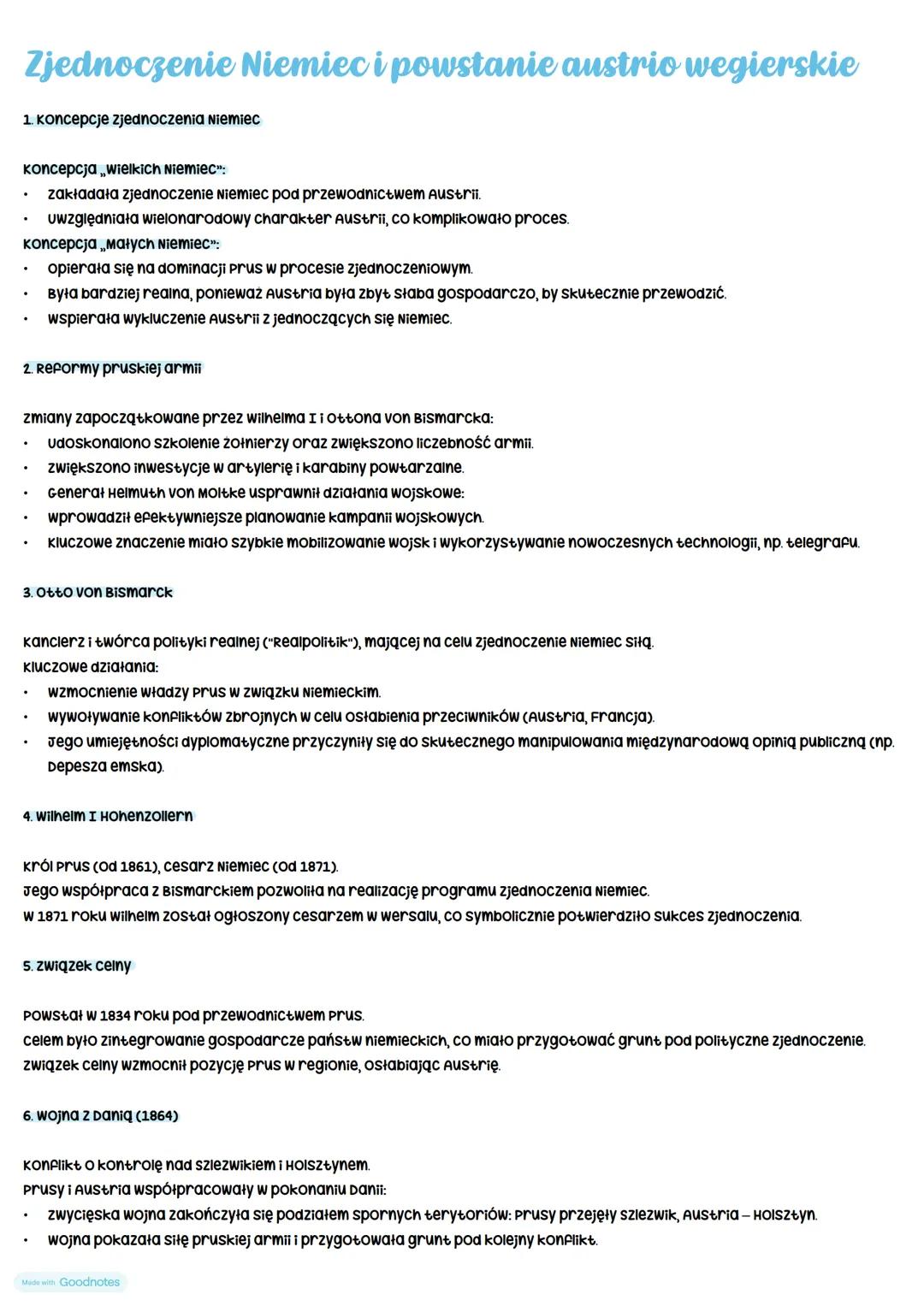 # Zjednoczenie Niemiec i powstanie austrio wegierskie
1. koncepcje zjednoczenia Niemiec
Koncepcja „wielkich Niemiec":
- zakładała zjednoc