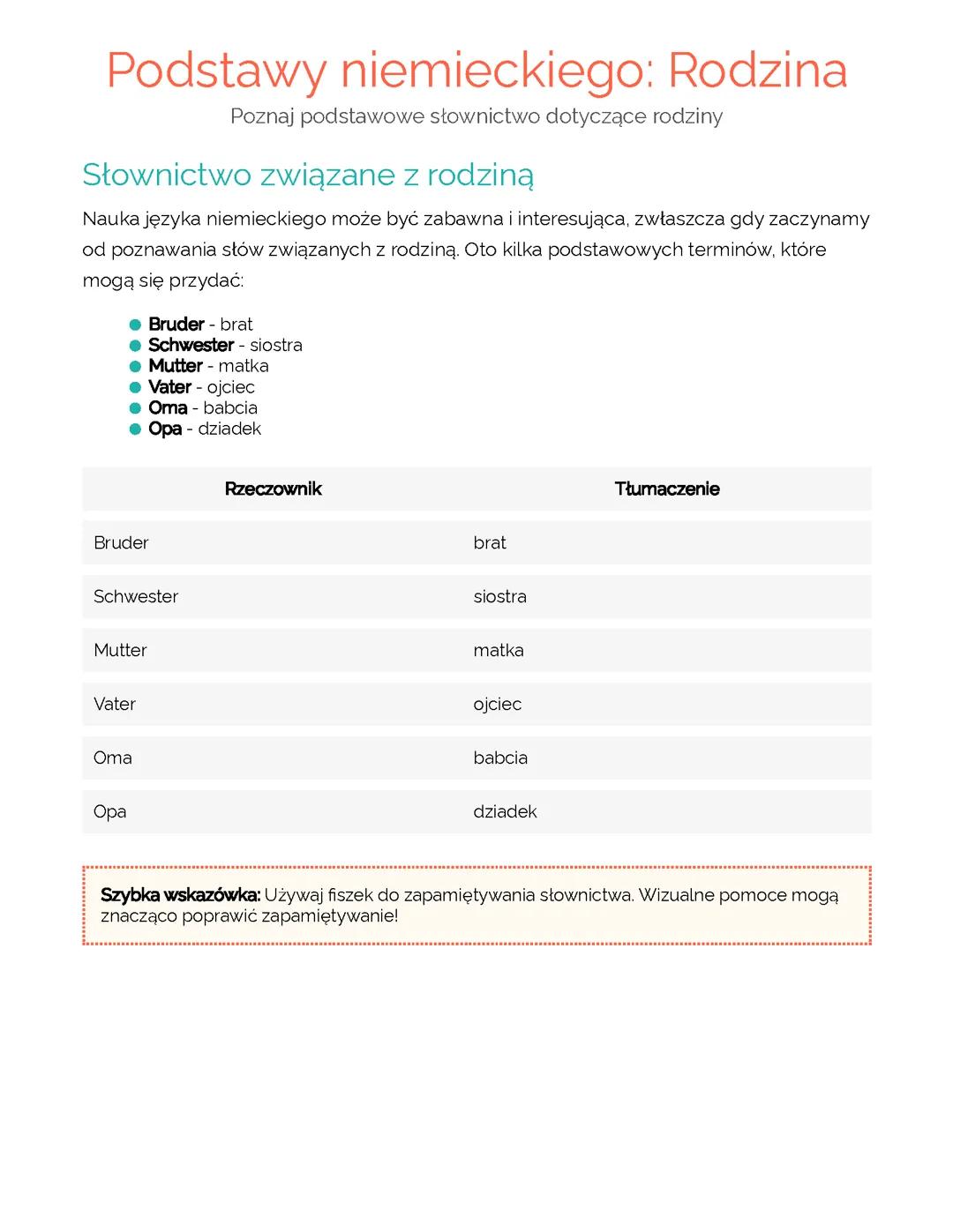 Podstawy niemieckiego: Rodzina