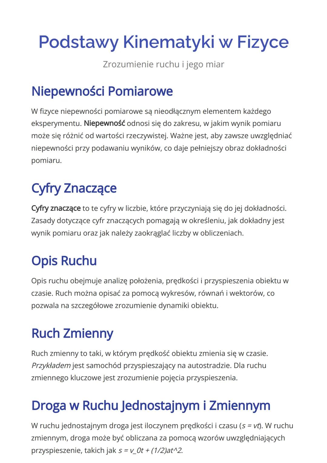 Podstawy Kinematyki w Fizyce
Zrozumienie ruchu i jego miar
Niepewności Pomiarowe
W fizyce niepewności pomiarowe są nieodłącznym elementem ka