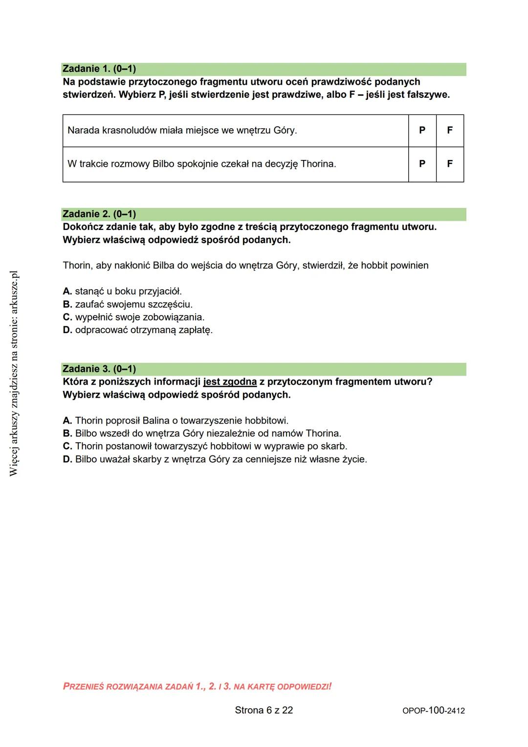 Więcej arkuszy znajdziesz na stronie: arkusze.pl
CENTRALNA
KOMISJA
EGZAMINACYJNA
WYPEŁNIA UCZEŃ
KOD UCZNIA
Arkusz zawiera informacje
prawnie