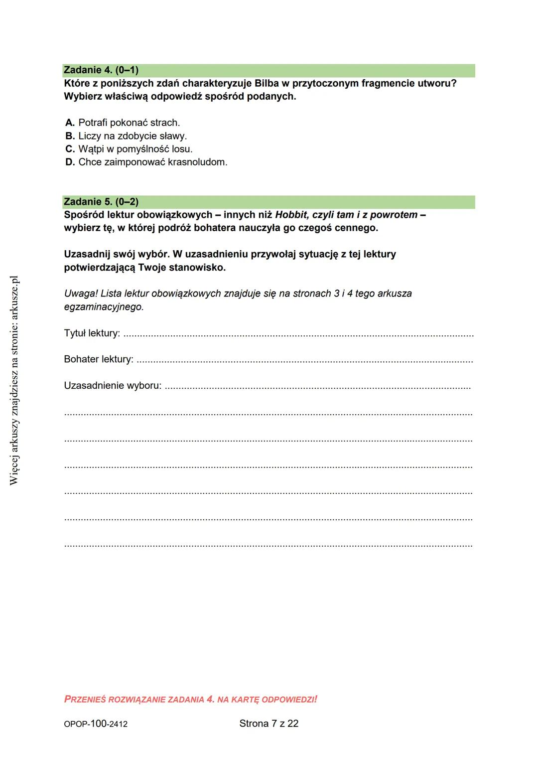 Więcej arkuszy znajdziesz na stronie: arkusze.pl
CENTRALNA
KOMISJA
EGZAMINACYJNA
WYPEŁNIA UCZEŃ
KOD UCZNIA
Arkusz zawiera informacje
prawnie