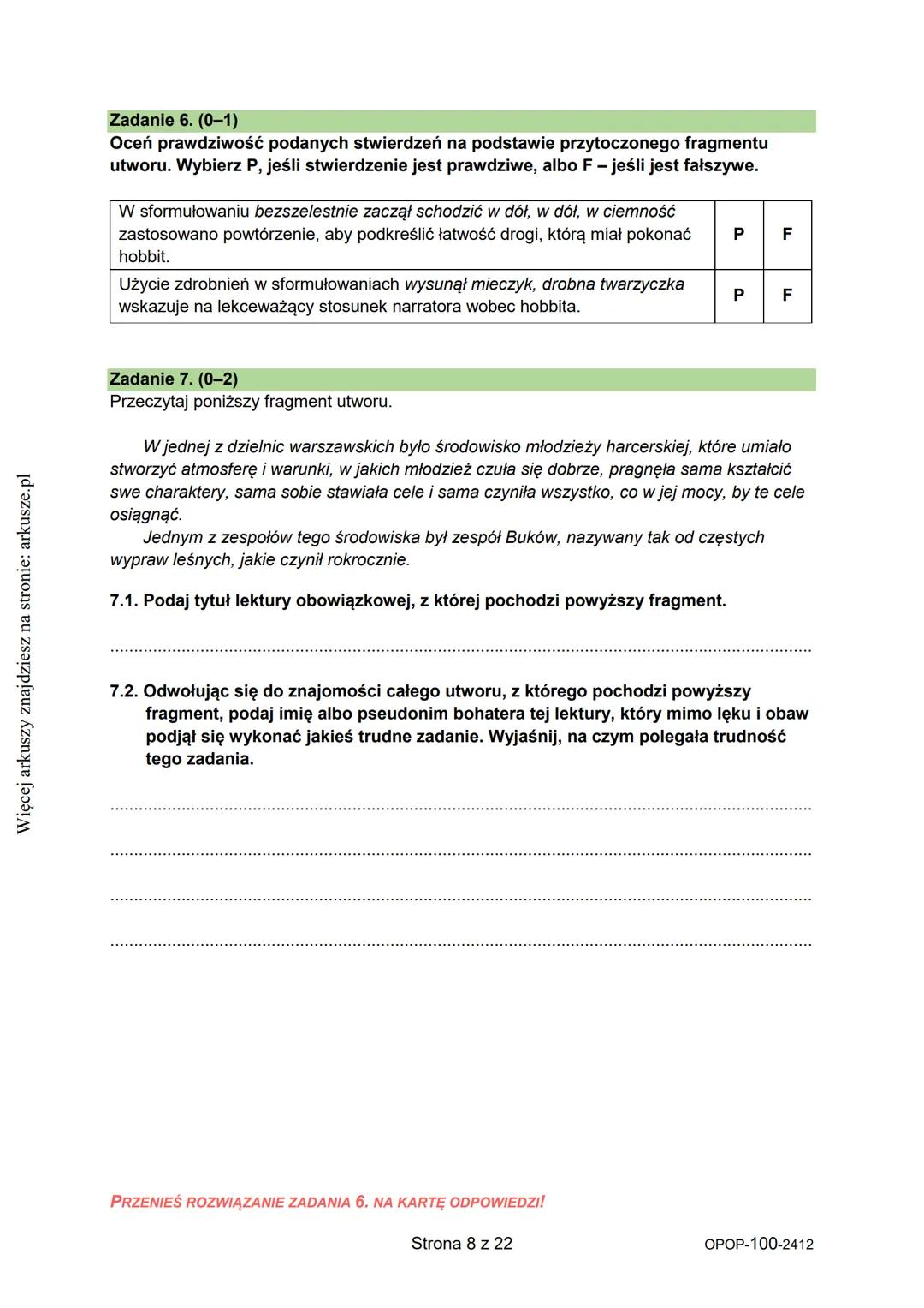 Więcej arkuszy znajdziesz na stronie: arkusze.pl
CENTRALNA
KOMISJA
EGZAMINACYJNA
WYPEŁNIA UCZEŃ
KOD UCZNIA
Arkusz zawiera informacje
prawnie