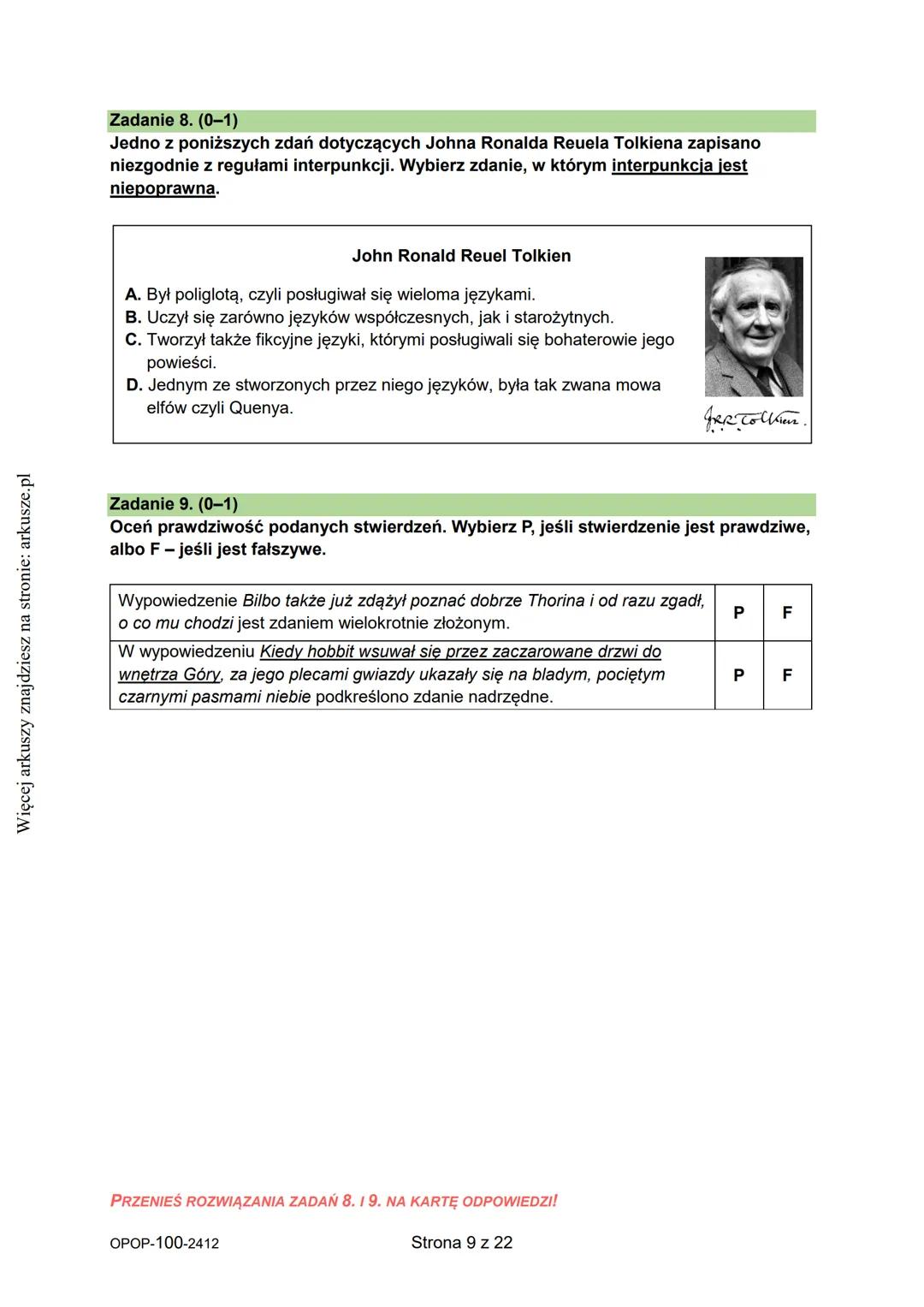 Więcej arkuszy znajdziesz na stronie: arkusze.pl
CENTRALNA
KOMISJA
EGZAMINACYJNA
WYPEŁNIA UCZEŃ
KOD UCZNIA
Arkusz zawiera informacje
prawnie
