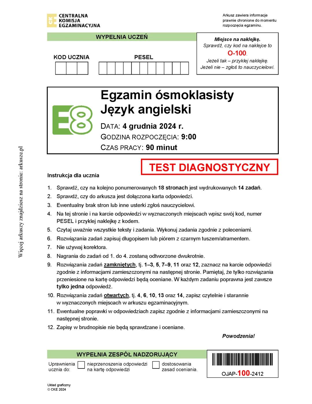 Próbny egzamin ósmoklasisty Język angielski