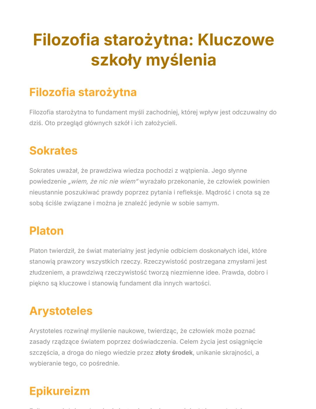 # Filozofia starożytna: Kluczowe
szkoły myślenia
Filozofia starożytna
Filozofia starożytna to fundament myśli zachodniej, której wpływ jes