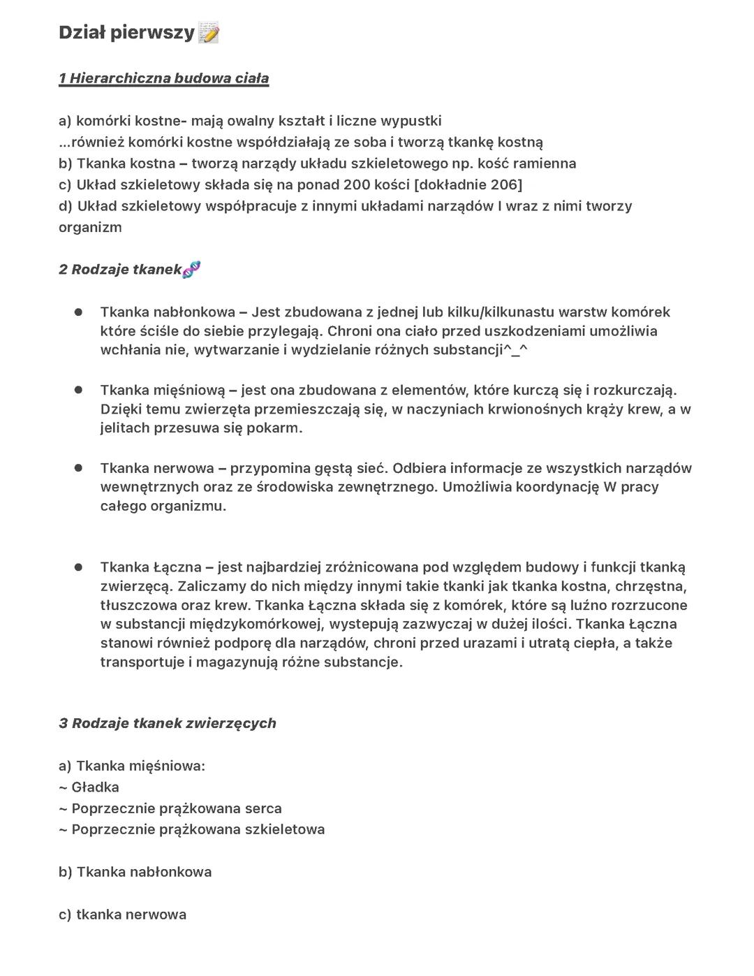 DZIAŁ 1 BIOLOGIA KLASA 7 (szczegółowe streszczenie)