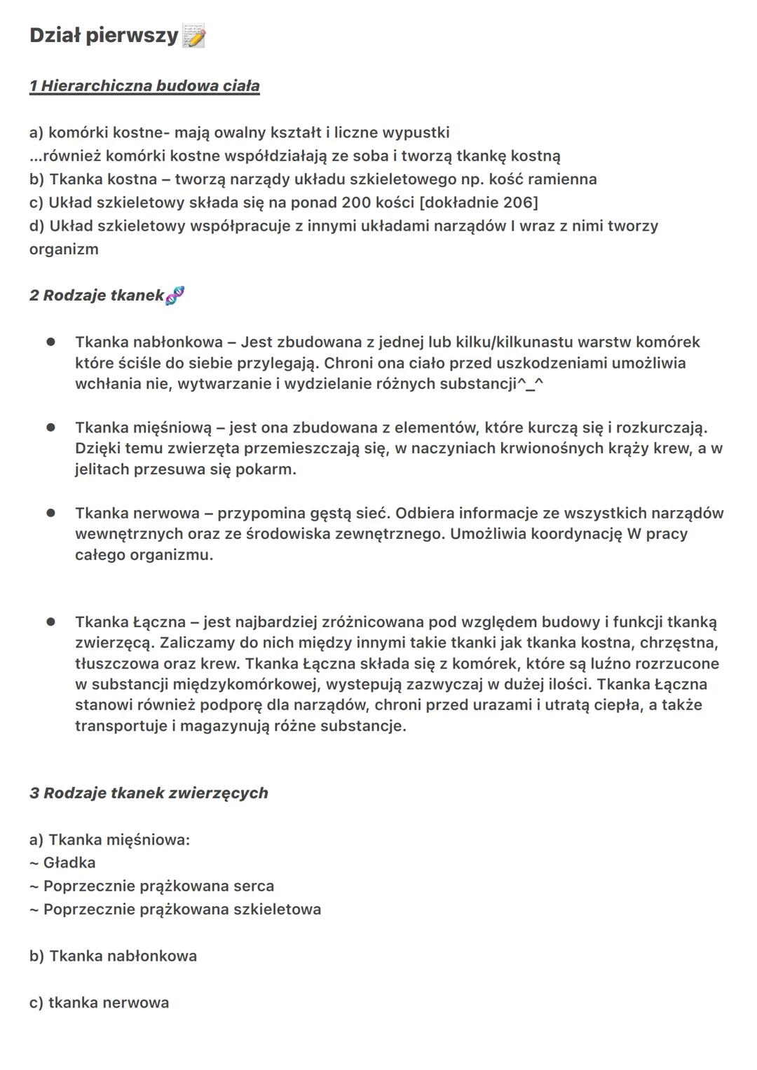 Dział pierwszy
1 Hierarchiczna budowa ciała
a) komórki kostne- mają owalny kształt i liczne wypustki
...również komórki kostne współdziałają