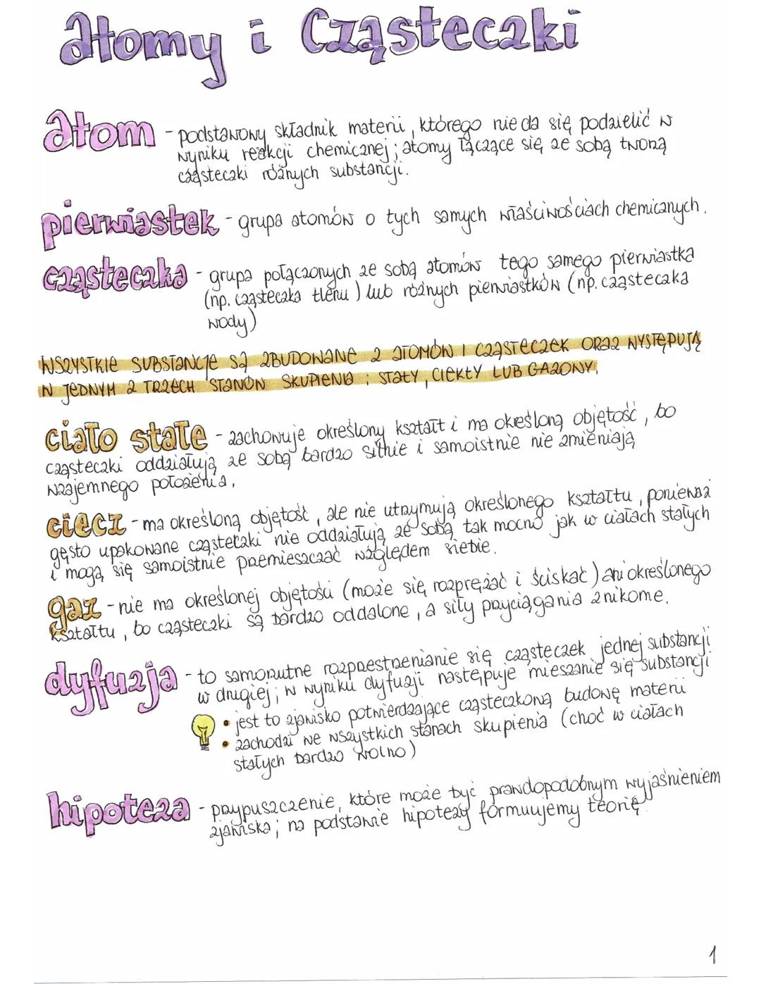Notatki z Działu 2 klasa 7 Właściwości i budowa materii