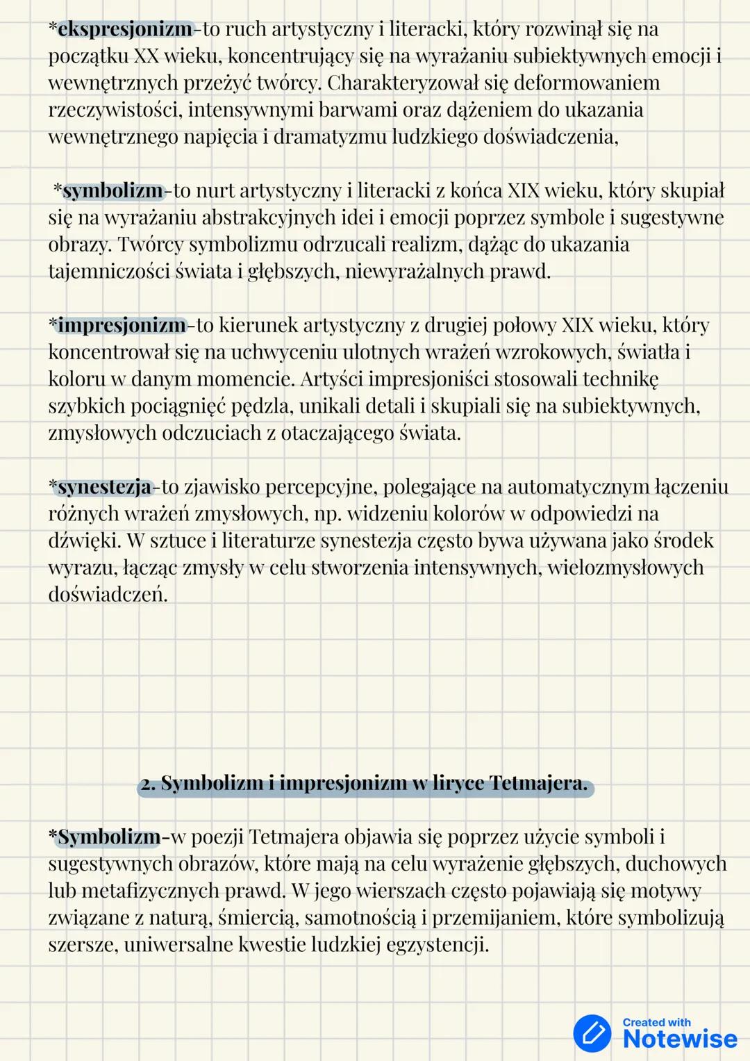 # 1. Pojęcia:
*dekadentyzm-Dekadentyzm to prąd literacki i artystyczny drugiej połowy
XIX wieku, który wyrażał pesymizm i poczucie kryzysu c