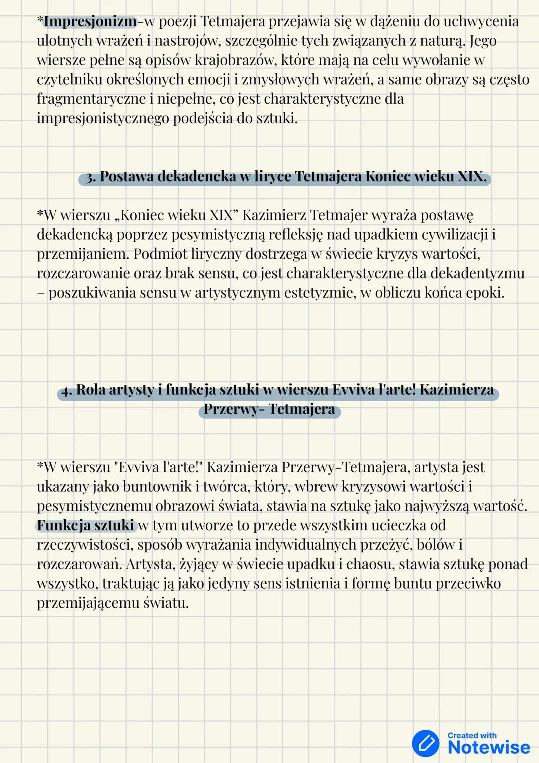 # 1. Pojęcia:
*dekadentyzm-Dekadentyzm to prąd literacki i artystyczny drugiej połowy
XIX wieku, który wyrażał pesymizm i poczucie kryzysu c