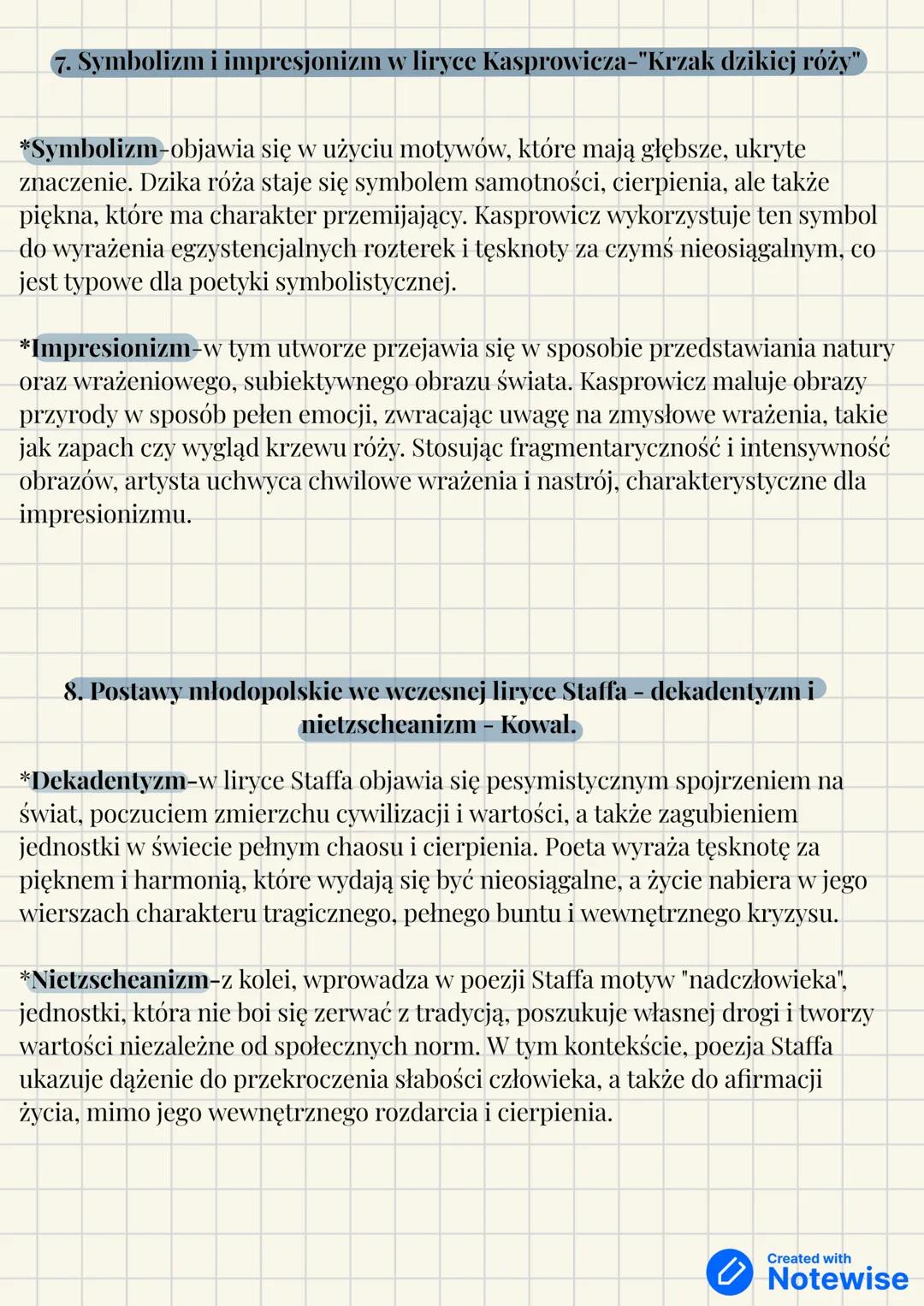 # 1. Pojęcia:
*dekadentyzm-Dekadentyzm to prąd literacki i artystyczny drugiej połowy
XIX wieku, który wyrażał pesymizm i poczucie kryzysu c