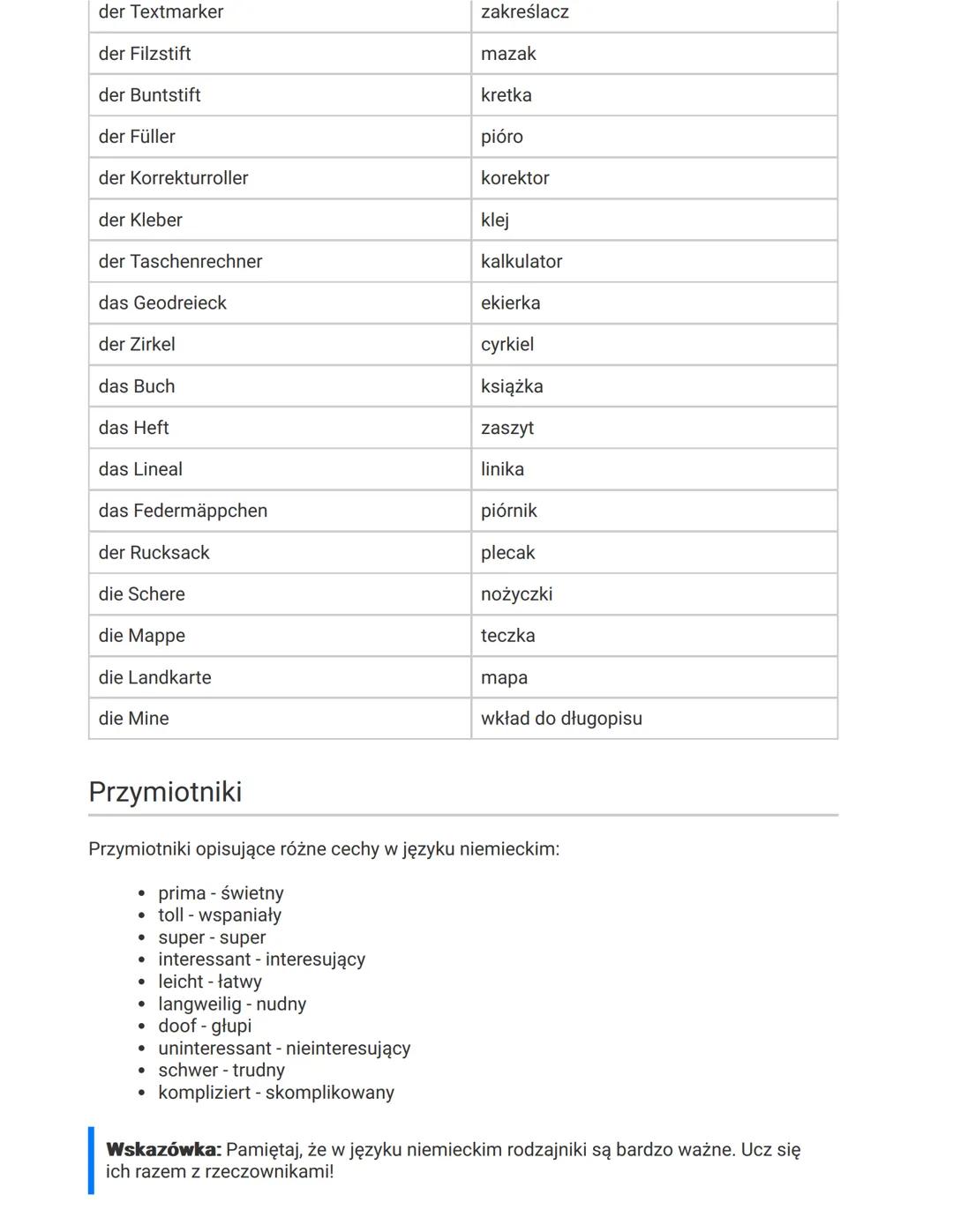# Podstawowe Niemieckie Słownictwo Szkolne
## Dni Tygodnia
W języku niemieckim dni tygodnia to:
- Poniedziałek - Montag
- Wtorek - Dienst