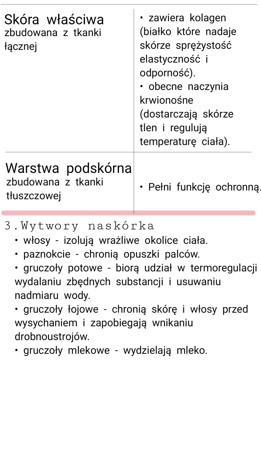 Skóra - powłoka organizmu.
Budowa i funkcje.
1. Funkcje skóry
*   ochrona
*   wydzielnicza (pot i łój)
*   wydalnicza (zbędne produkty prze