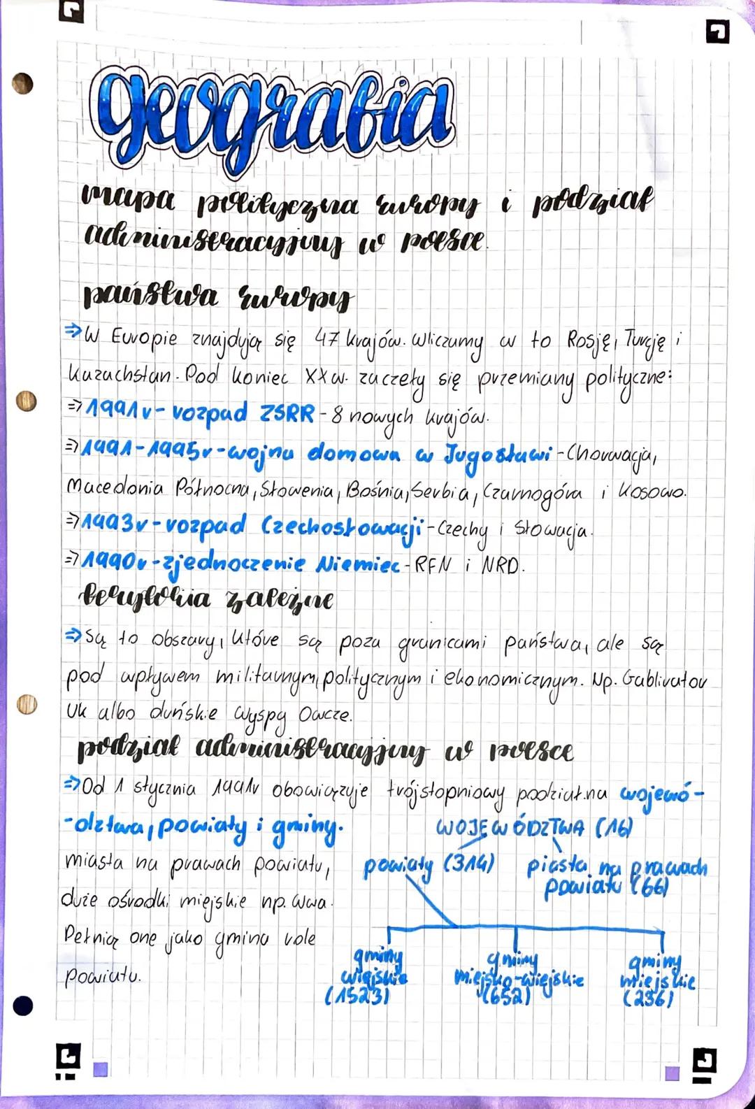 L
geogratia
mapa polityczera Europy i podzial
administracyjny w polsce.
państwa rww py
→W Ewropie znajdują się 47 krajów. Wliczury w to Rosj