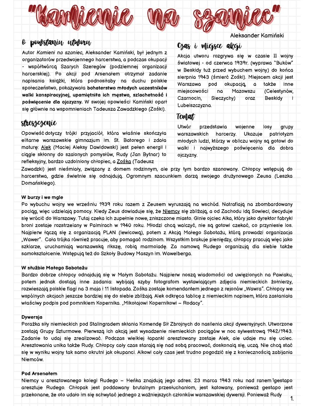 ,,Kamienie na szaniec” - Aleksander Kamiński