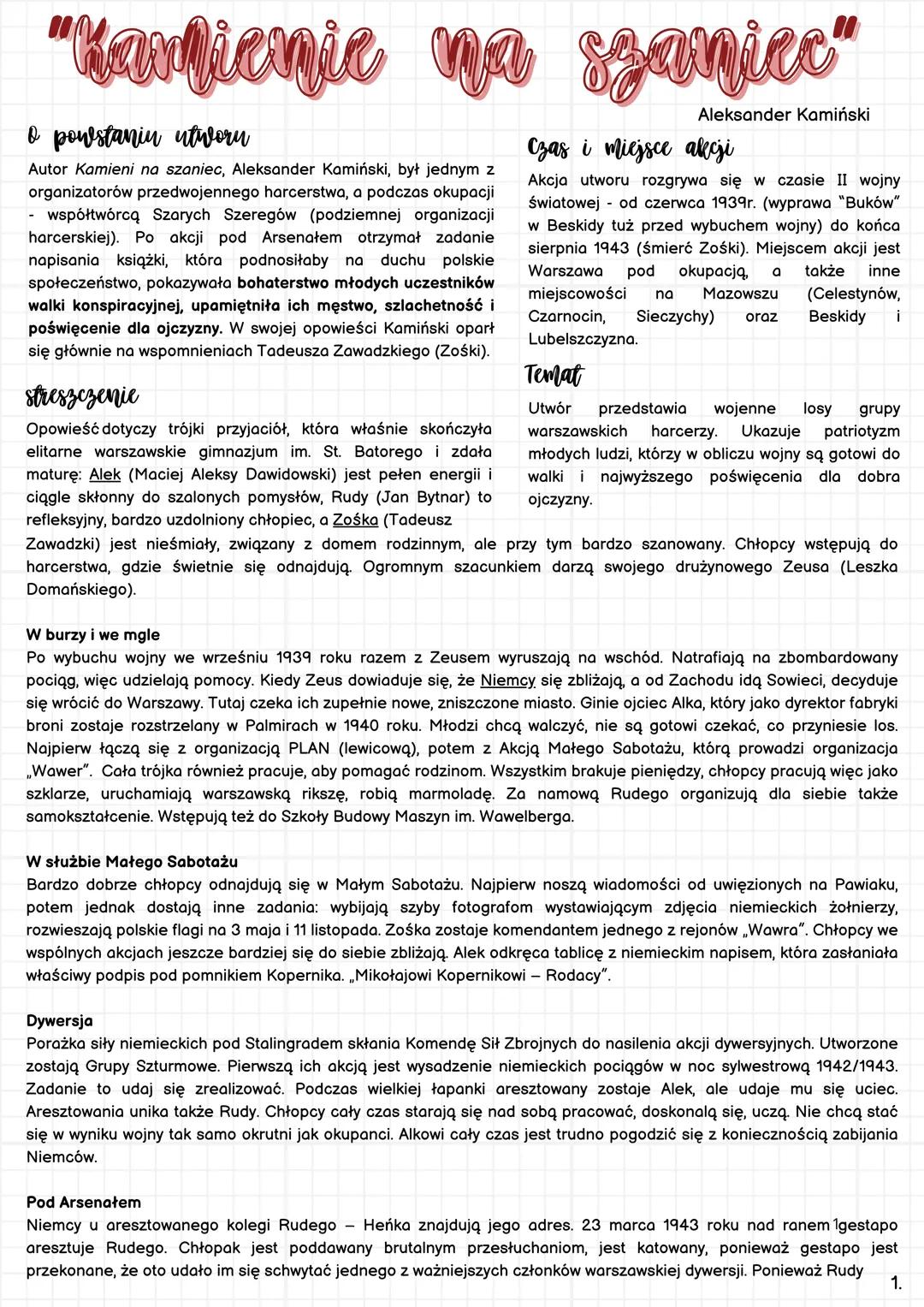 "Karlienie na szanice"
& powstaniu utworn
Autor Kamieni na szaniec, Aleksander Kamiński, był jednym z
organizatorów przedwojennego harcerstw