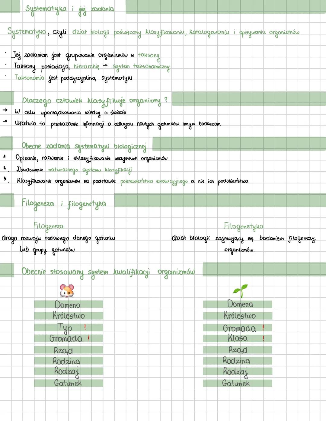 Klasyfikowanie
organizmów .
→>
->
1
i jer zadania
Systematyka i jej
Systematyka, czyli dział biologii poświęcony klasyfikowaniu, katalogowan