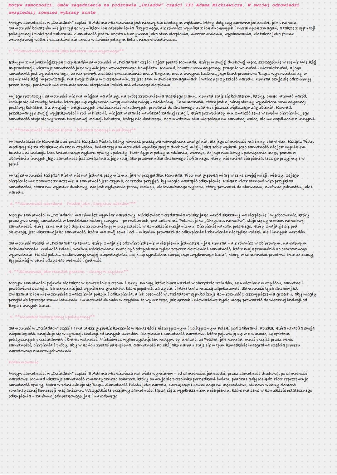 Losy młodzieży polskiej pod zaborami. Omów zagadnienie na podstawie "Dziadów" części III
Adama Mickiewicza. W swojej odpowiedzi uwzględnij r
