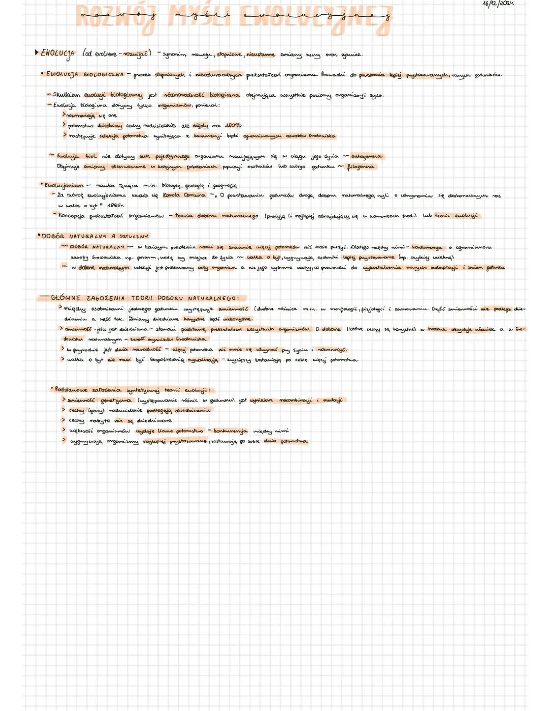 Rozwój myśli ewolucyjnej