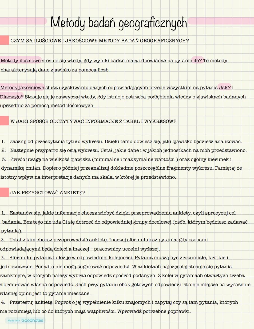 Metody badań geograficznych
CZYM SĄ ILOŚCIOWE I JAKOŚCIOWE METODY BADAŃ GEOGRAFICZNYCH?
Metody ilościowe stosuje się wtedy, gdy wyniki badań