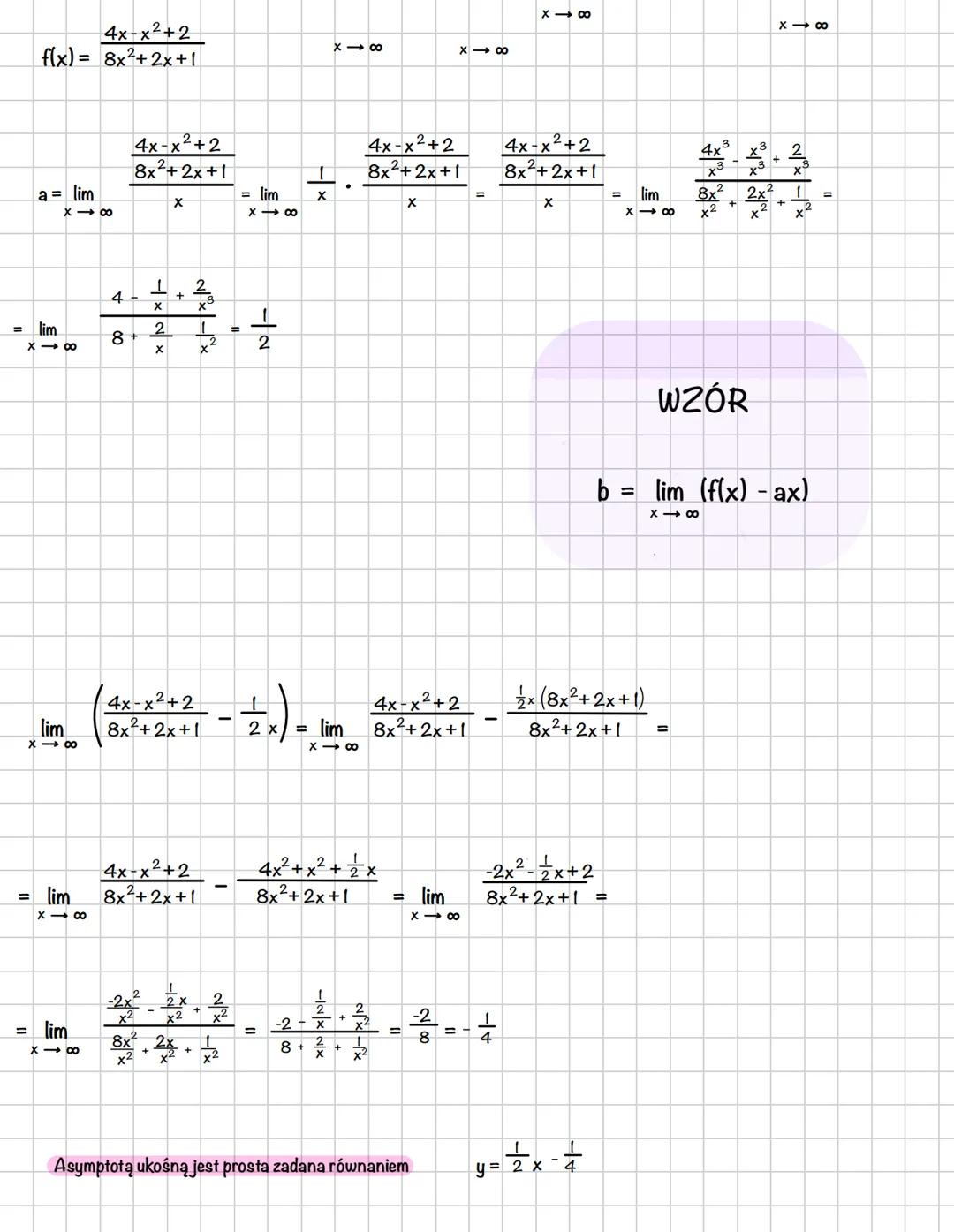 6
Matematyka
Granica funkcji Przykład
ул
92
f(x)·
Y₁
f(x)
Granica funkcji - asymptoty
x
xo
Zapis
Granica Limes (lim)
lim flx)=y
lim f(x) = 4
