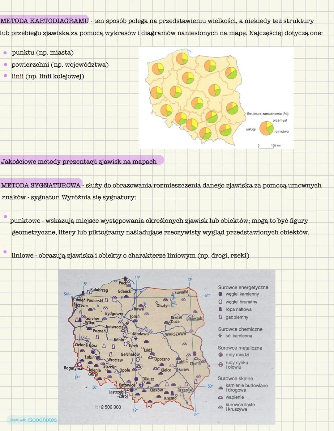 # Metody prezentowania informacji na mapach
Jakie wyróżnia się ilościowe oraz jakościowe metody prezentacji zjawisk na mapach?
Ilościowe m