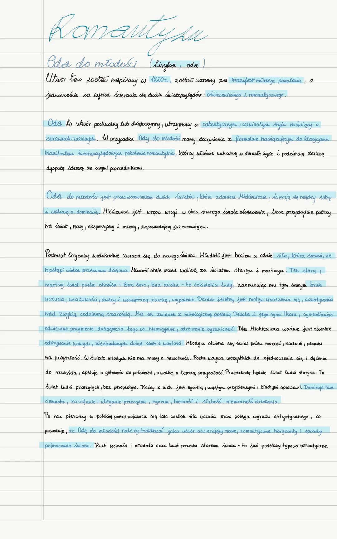 Ramautysu
Oda do młodości (linkes, oda)
Utwor ten został napisany w 1820 r., został uznany za manifest młodego pokolenia, a
jednocześnie za