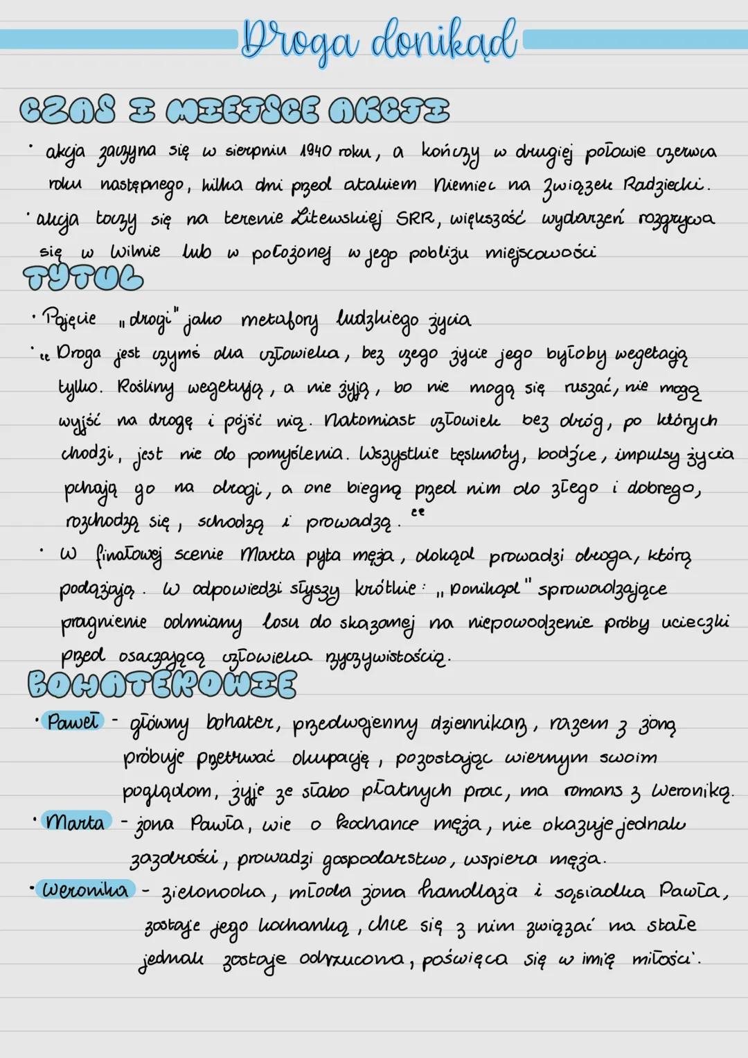 Droga donikad
620S & MIEJSCE AKCTE
•
akcja zaczyna się w sierpniu 1940 roku, a kończy w drugiej połowie czerwca
roku następnego, kilka dni p
