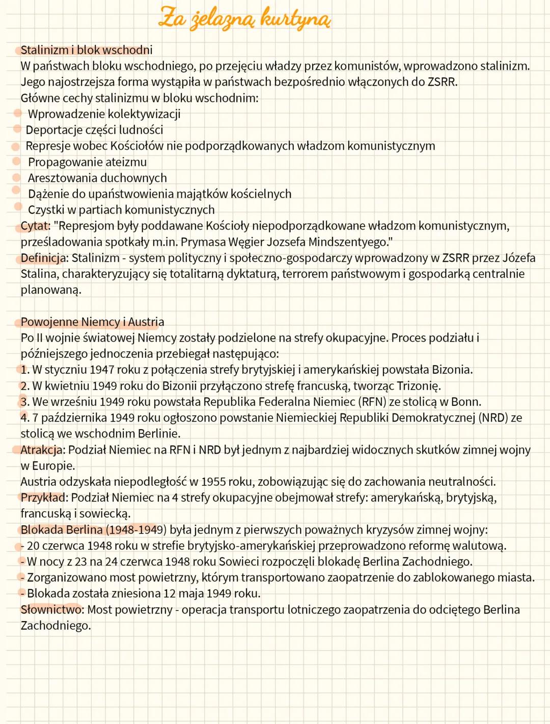 Stalinizm i blok wschodni
Za żelazną kurtyna
W państwach bloku wschodniego, po przejęciu władzy przez komunistów, wprowadzono stalinizm.
Jeg