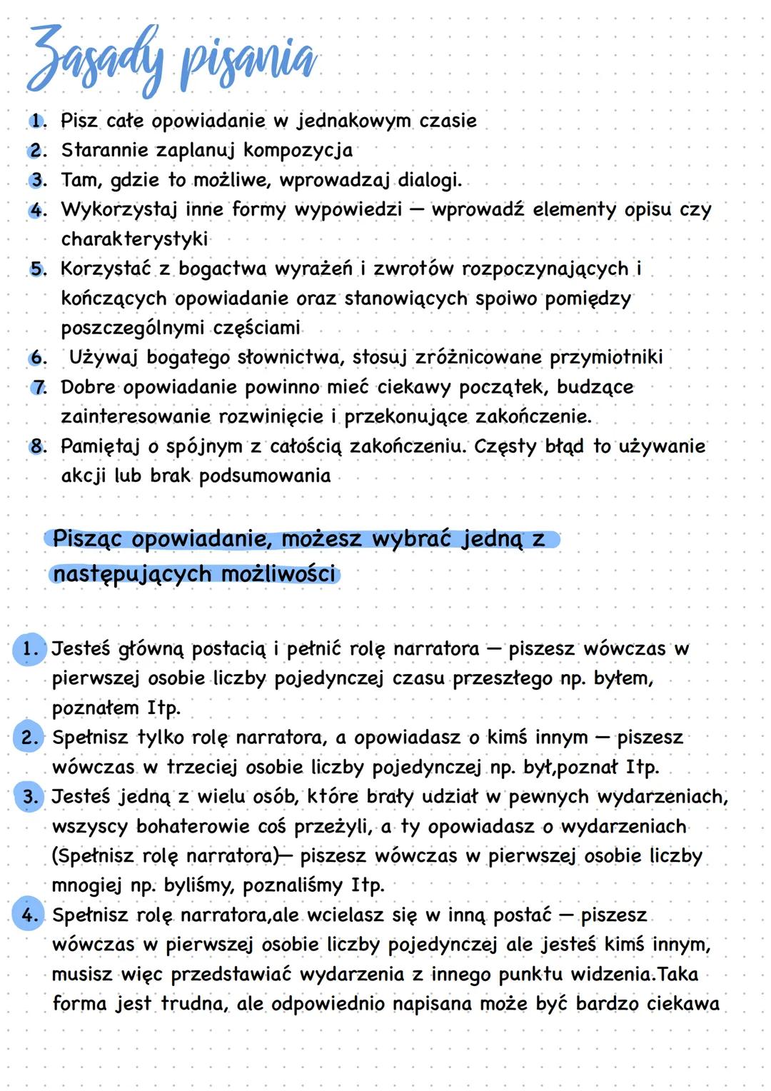 Opowiadanie
-
Co powinno zawierać?
-
Czas i miejsce akcji – Określ, gdzie i kiedy toczą się wydarzenia
Elementy opisu. — Opisz jak wygląda p