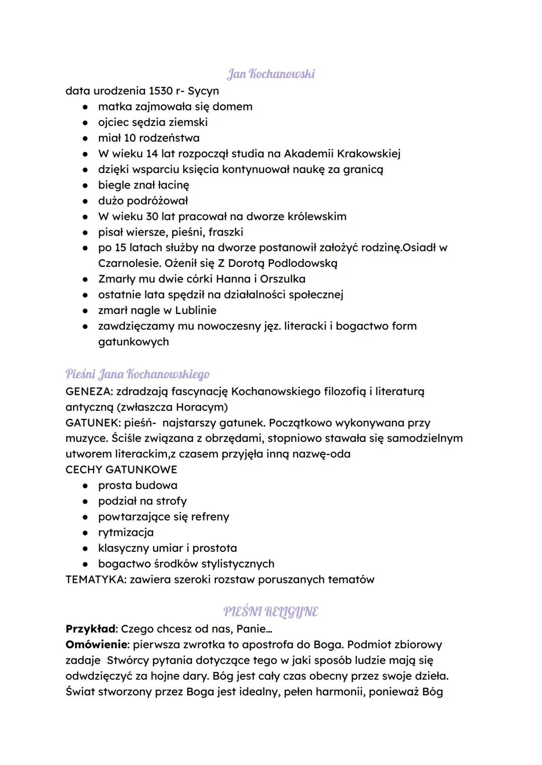 Jan Kochanowski
data urodzenia 1530 r- Sycyn
- matka zajmowała się domem
- ojciec sędzia ziemski
- miał 10 rodzeństwa
- W wieku 14 lat roz