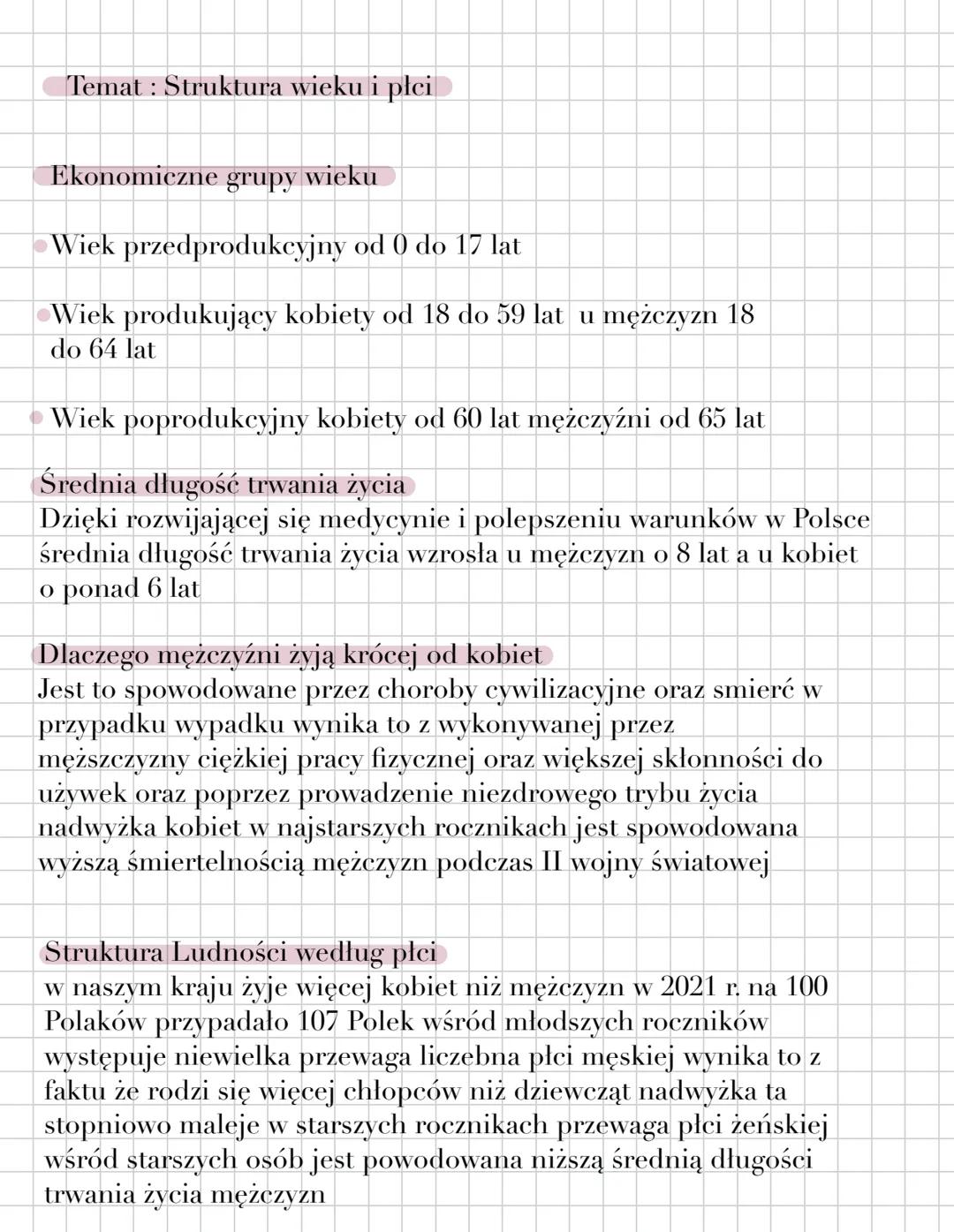Temat: Struktura wieku i płci
Ekonomiczne grupy wieku
Wiek przedprodukcyjny od 0 do 17 lat
Wiek produkujący kobiety od 18 do 59 lat u mężczy