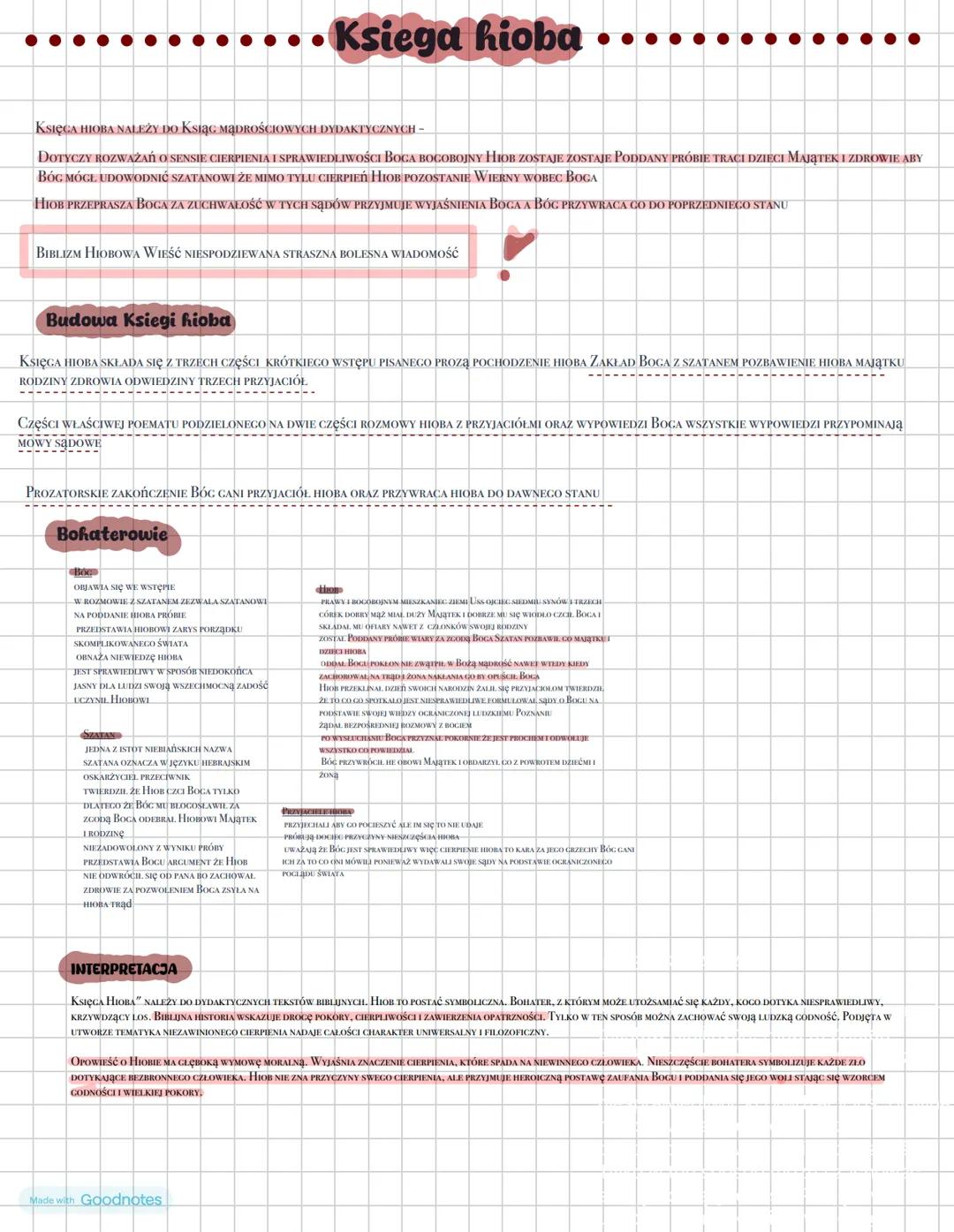 Ksiega hioba
KSIĘGA HIOBA NALeży do Ksiąg mądroŚCIOWYCH DYDAKTYCZNYCH -
DOTYCZY ROZWAŻAŃ O SENSIE CIERPIENIA I SPRAWIEDLIWOŚCI BOGA BOCOBOJN