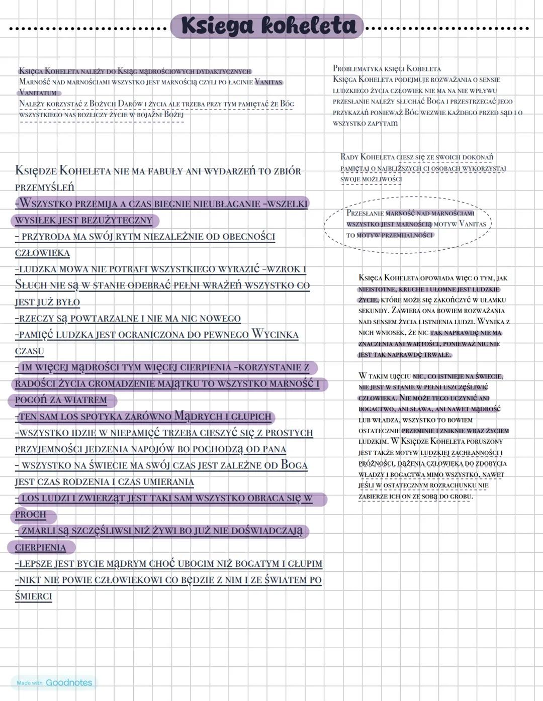 Ksiega koheleta
KSIĘGA KOHELETA NALEŻY do Ksiąc MĄDROŚCIOWYCH DYDAKTYCZNYCH
MARNOŚĆ NAD MARNOŚCIAMI WSZYSTKO JEST MARNOŚCIĄ CZYLI PO ŁACINIE