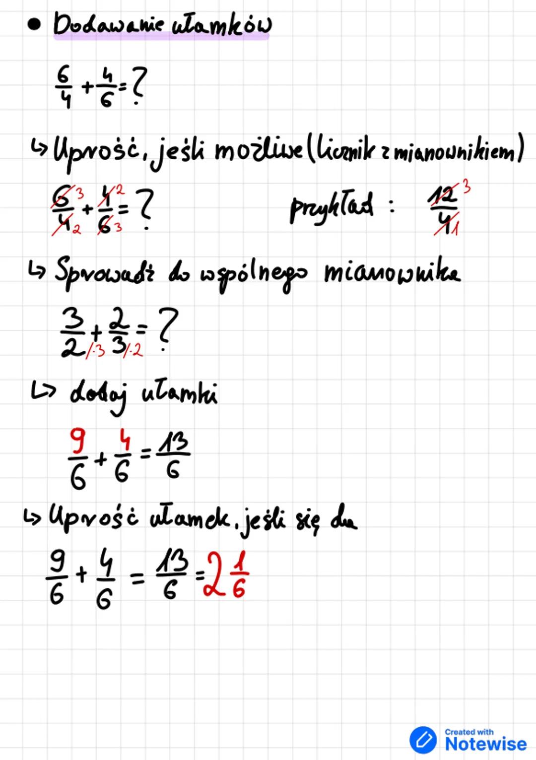 Temat: Ułamki zwykłe.
1. Licznik
4 mianownik
Mnożenie ułamków
1 1 1 6 = ?
↳ Skróć liczby, jeśli można
21
3.
?
↳ Wymnóż ułamki
13-3
=
1
↳> up