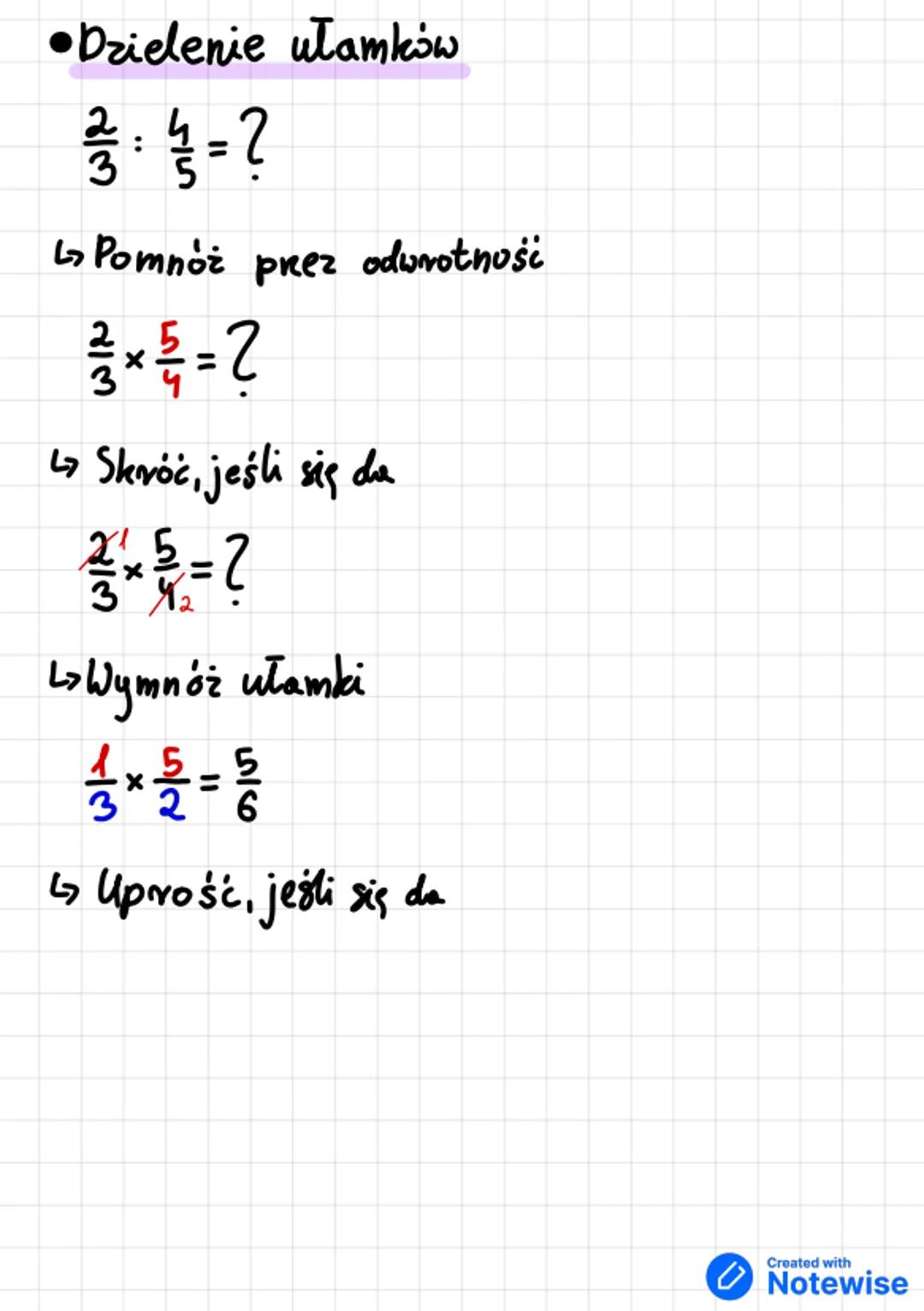 Temat: Ułamki zwykłe.
1. Licznik
4 mianownik
Mnożenie ułamków
1 1 1 6 = ?
↳ Skróć liczby, jeśli można
21
3.
?
↳ Wymnóż ułamki
13-3
=
1
↳> up